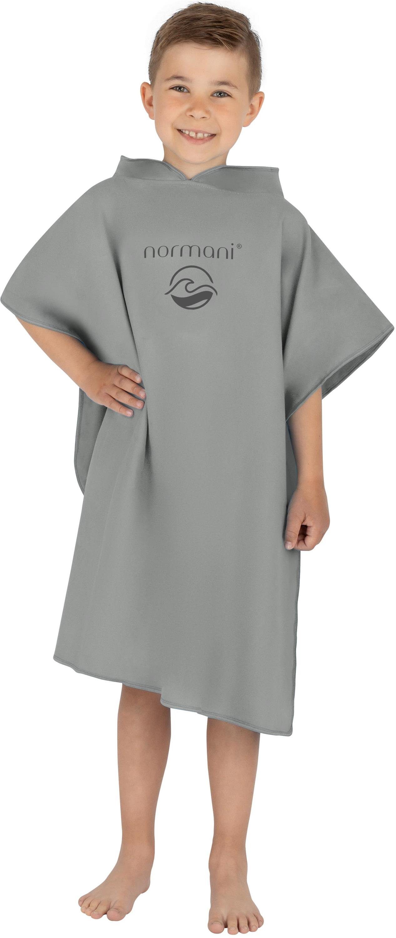 Bade Kapuze, Kinder Badeponcho Handtuch Mikrofaser Jährige Schlupf, Grau mit Kapuze 6-9 Manati, aus Polyester, Badeponcho normani 75, für