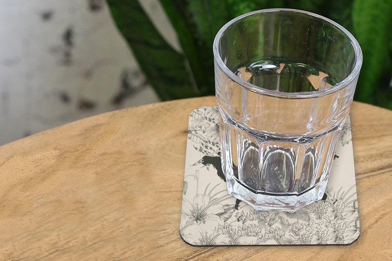 MuchoWow Weltkarte Grau Gläser, - Blume, Untersetzer, für Tischuntersetzer, Glasuntersetzer Tasse Glasuntersetzer, 6-tlg., - Korkuntersetzer, Zubehör