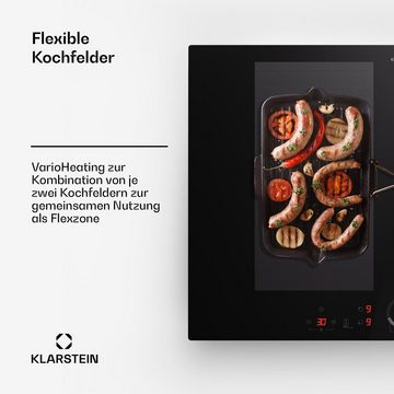 Klarstein Induktions-Kochfeld CP4-Delica-70BK-Flex CP4-Delica-70BK-Flex, Kochfelder Induktion Hob Flex 4 Zonen 7000 W