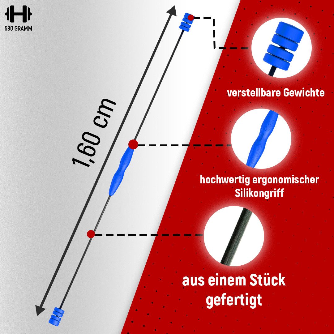 NEOLYMP Swingstick Schwingstab Fitness - Verstellbare Gewichte- Optimaler Schwingenschlag (Schwingstab inklusive Tragetasche und Video Anleitung, Schwingstab inklusive Tragetasche und Video Anleitung), Verstellbar & langlebig. Ideal für Anfänger-Profis. Inkl. Tragetasche