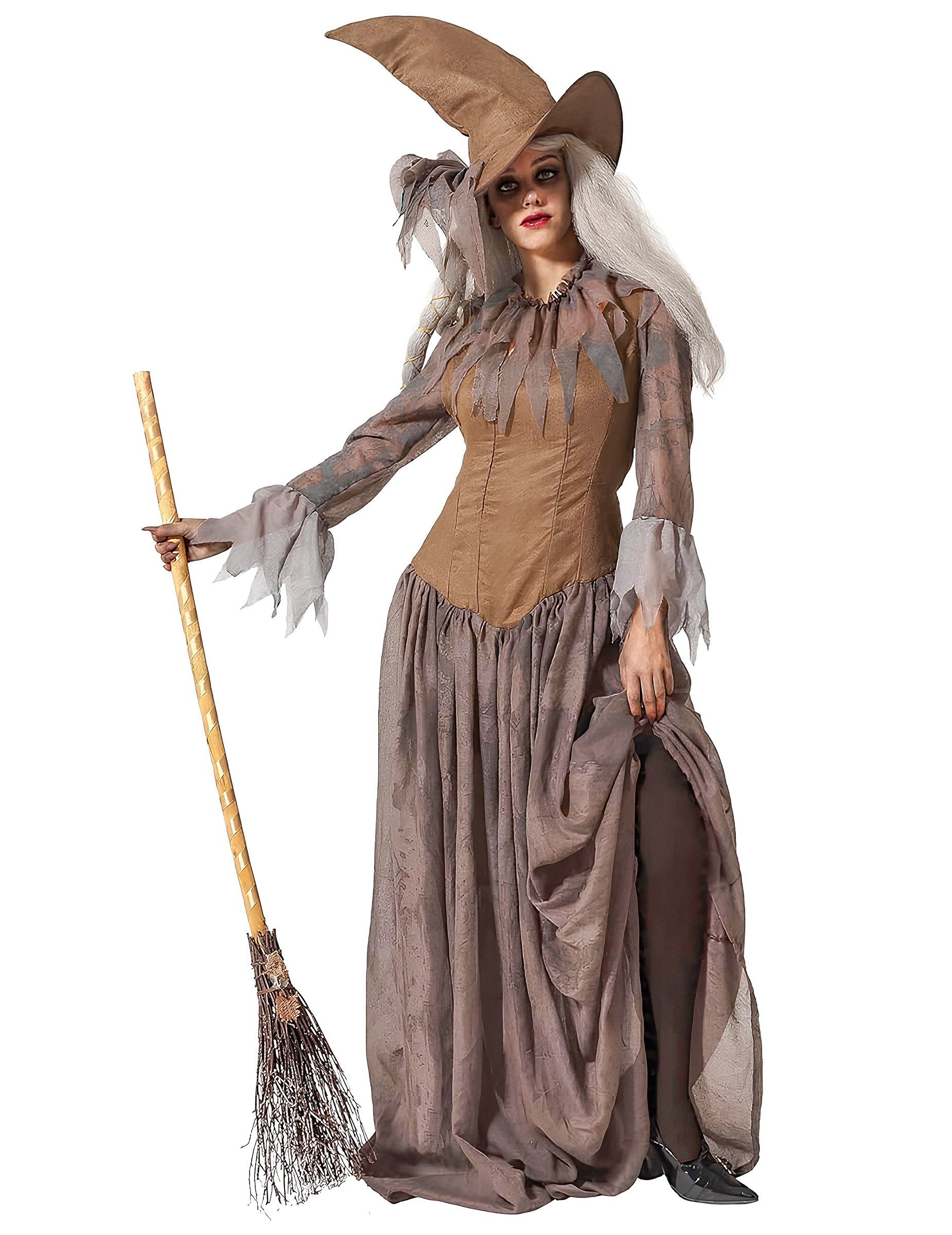 atosa Hexen-Kostüm Traditionelles Hexen-Kostüm für Damen Walpurgisnacht braun