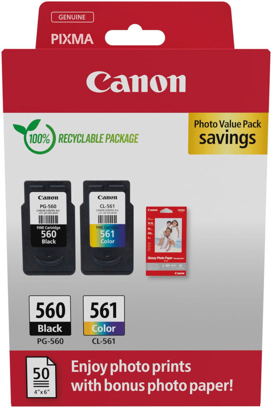 Canon PG-560/CL-561 Photo Value Pack Tintenpatrone (Packung, 2-tlg)
