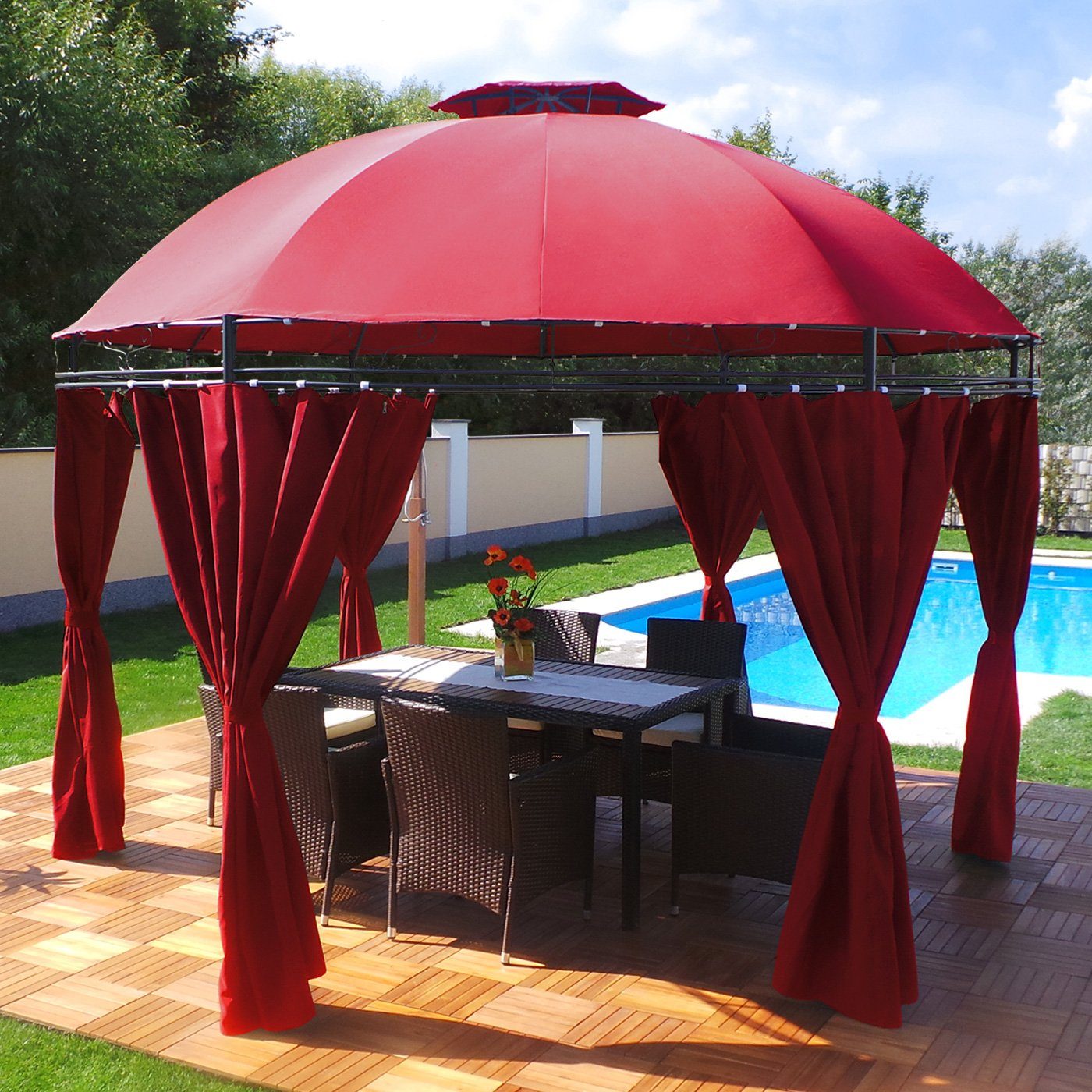 Swing&Harmonie Pavillon LED - Pavillon Ø 350cm Lavo Garten Pavillion Rund, günstig online kaufen