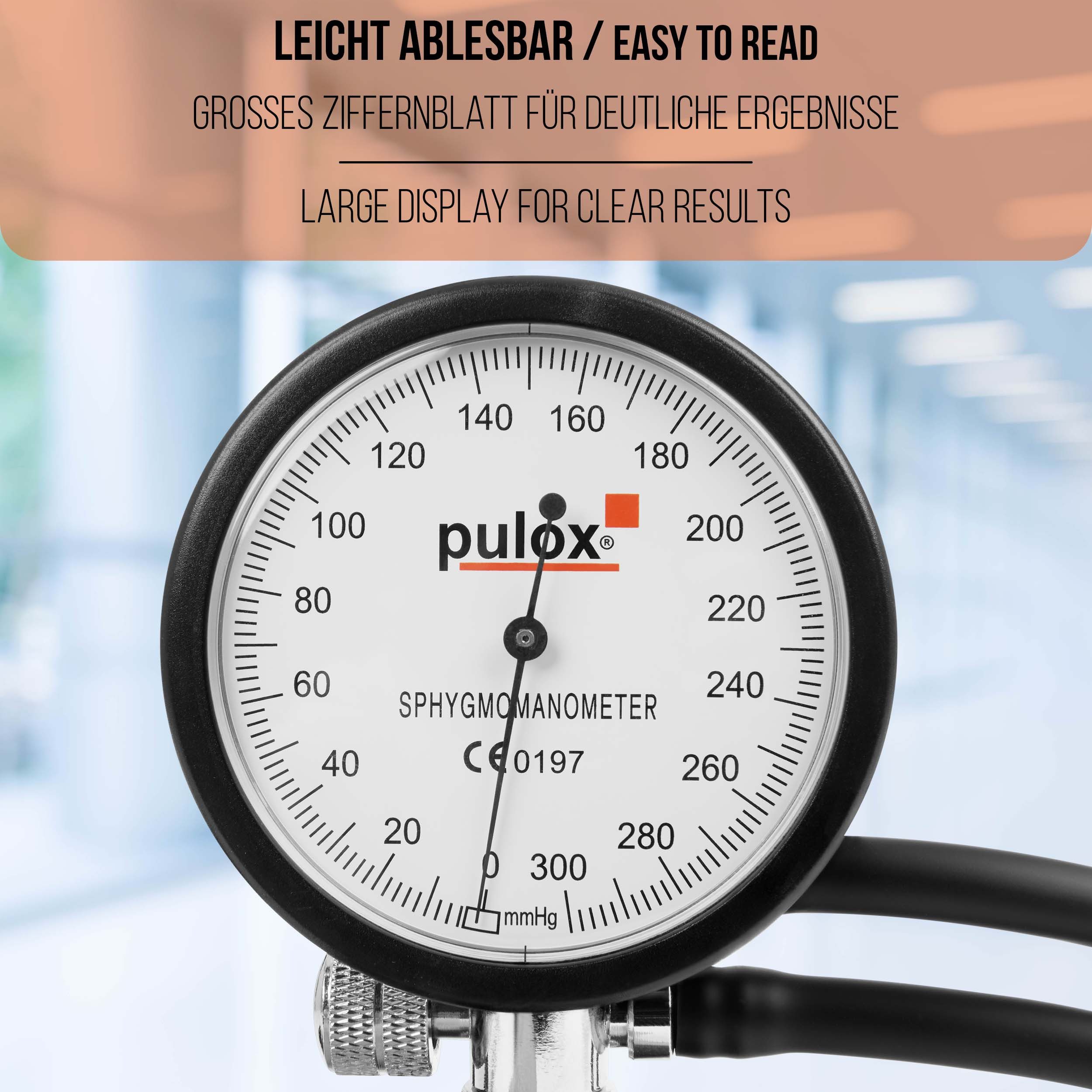 pulox Blutdruckmessgerät Manuelles Aneroid Doppelschlauch-Sphygmomanometer mit Tasche