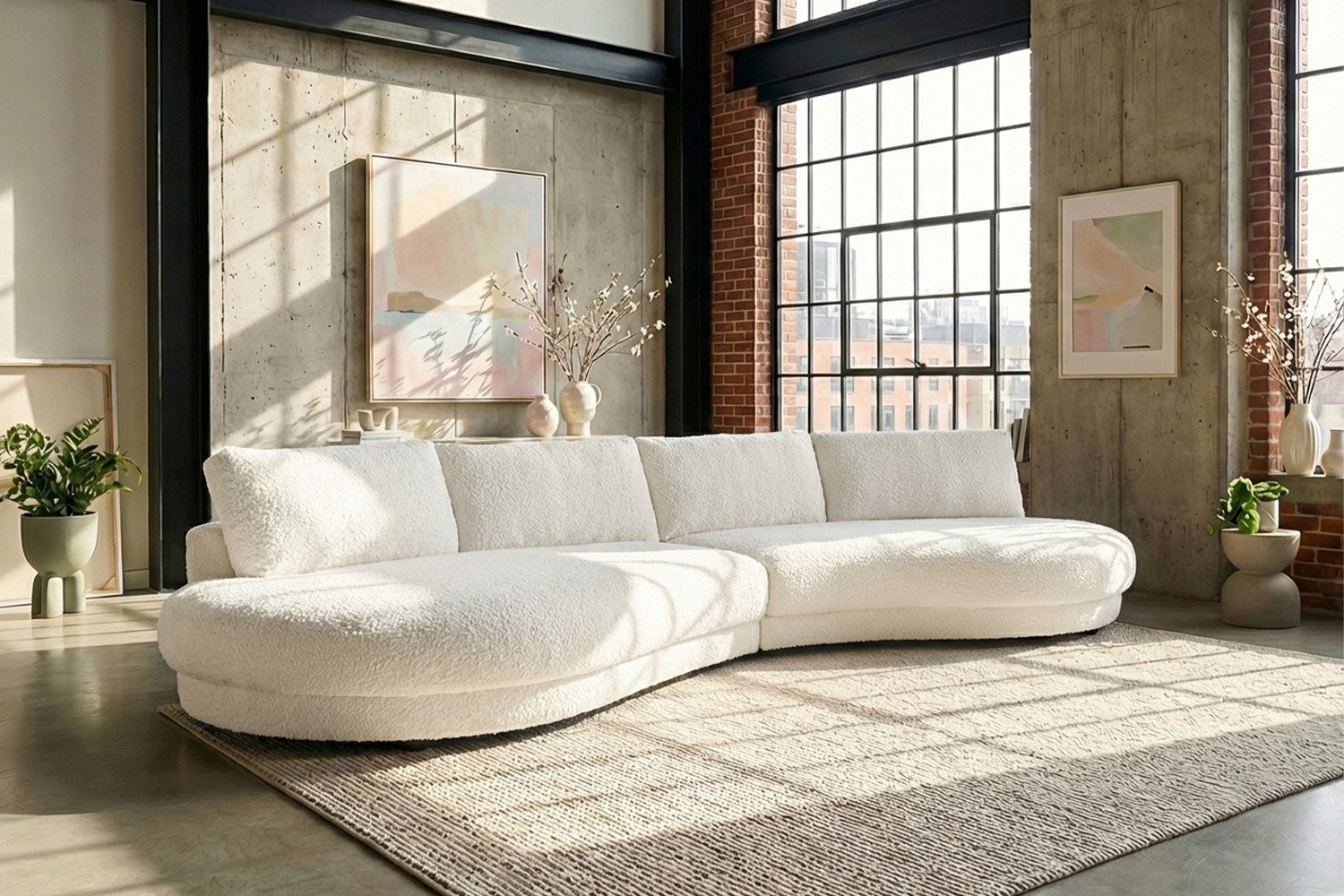 KAWOLA Big-Sofa PADANA Wohnlandschaft - XXL Komfort - Designer Couch - 410 cm, Lounge Sofa, Rundumbezug, Stahl-Wellenferdern, luxuriöse Polsterung
