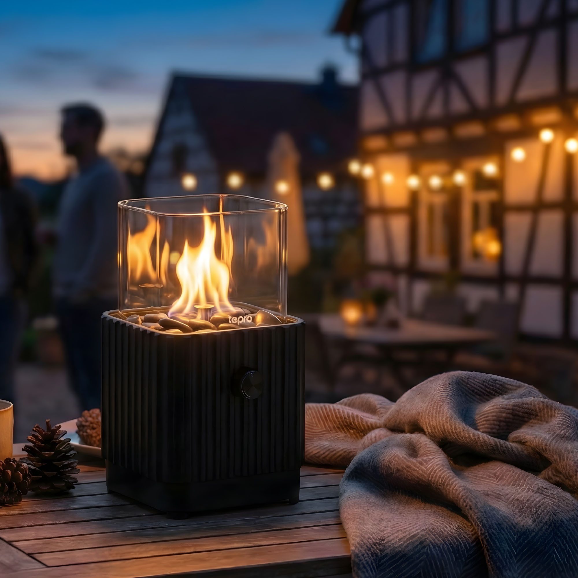 Tepro Feuerstelle Tisch-Gasfeuerstelle mit Dekosteinen
