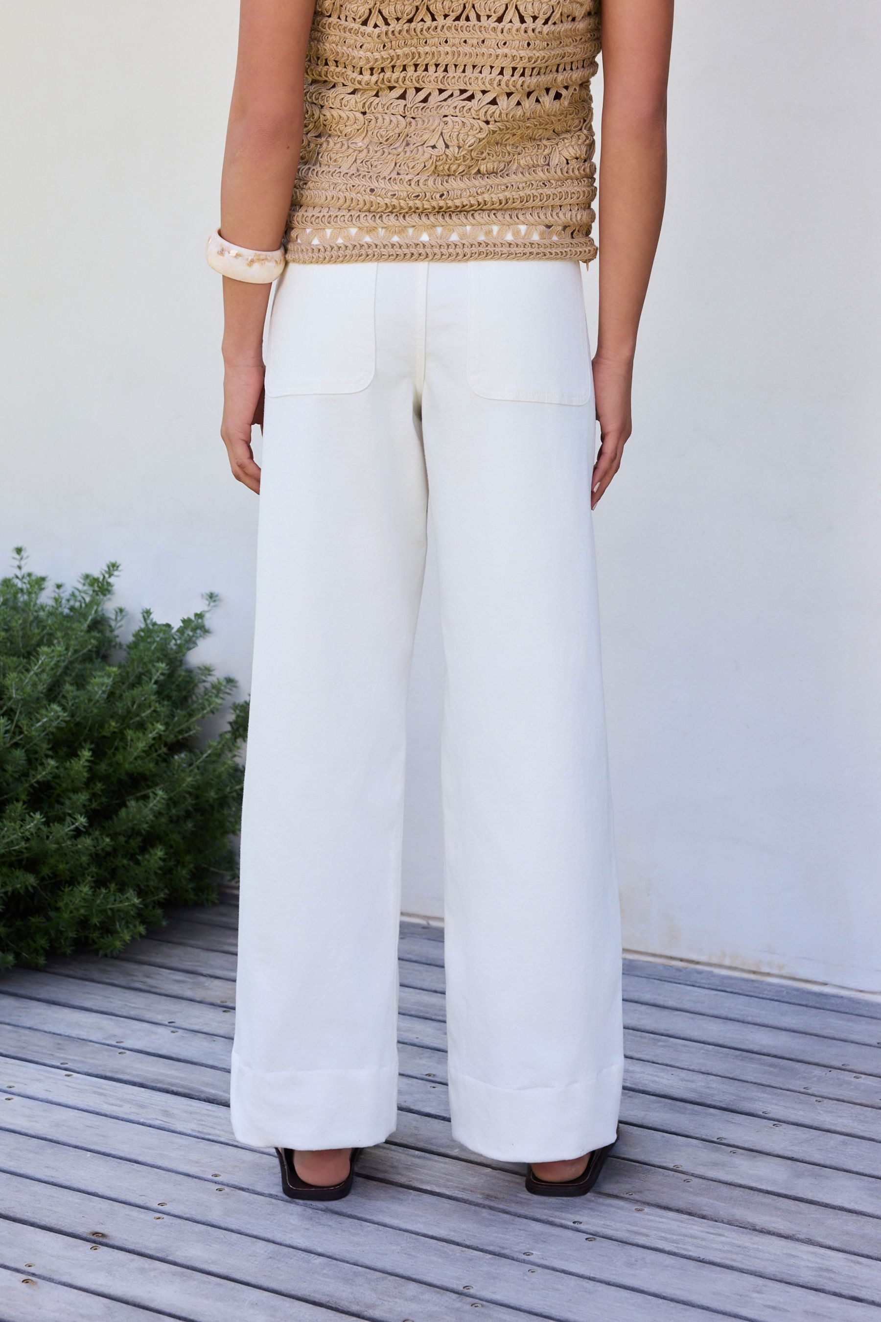 Next Weite Jeans Jeans mit weitem Bein und Tasche, Kurzgröße (1-tlg)