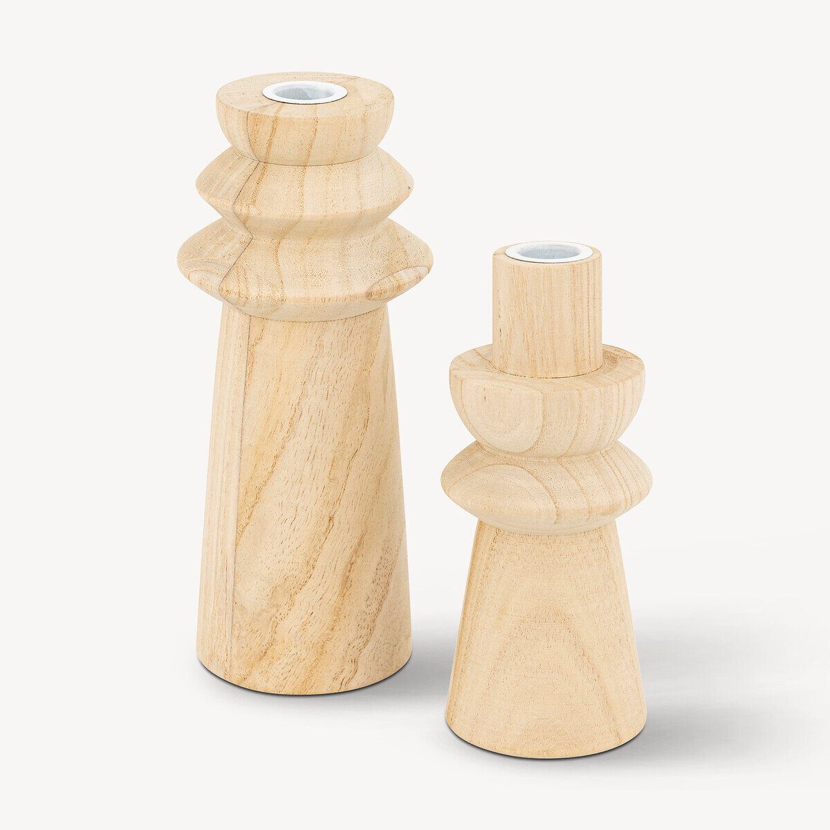 Atmosphera Créateur d'intérieur Kerzenhalter Kerzenständer aus Holz UMA, 2er-Set (Kerzenhalter)
