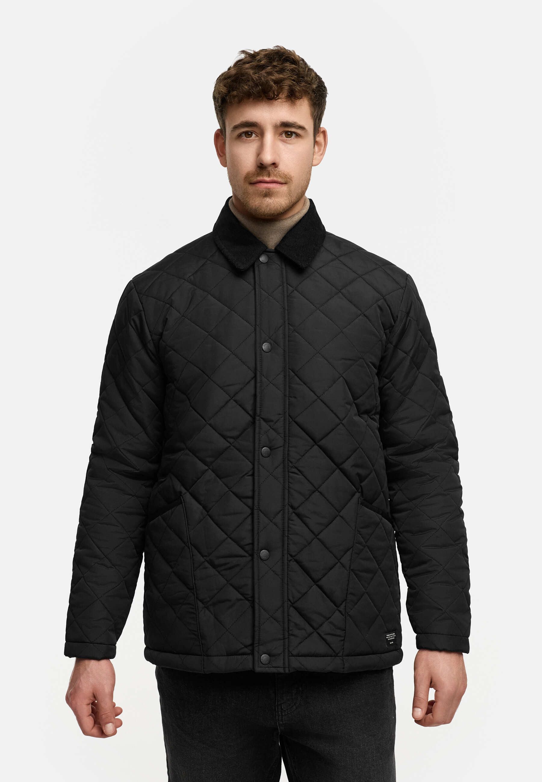 Indicode Steppjacke Herren INDram Herrenjacke Daunen-Optik Leichte Steppjacke mit Cordkragen und Druckknöpfen