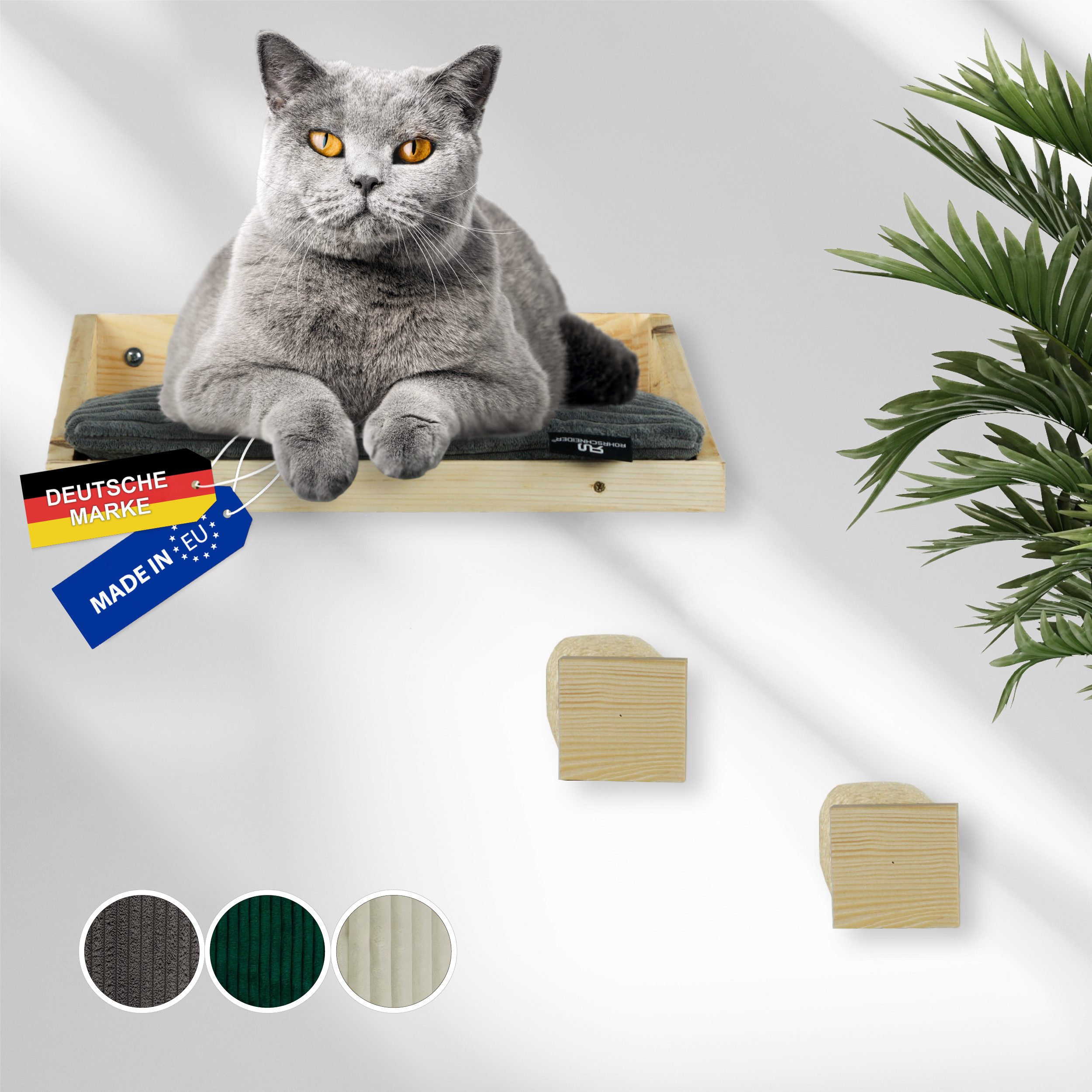 Rohrschneider Katzen-Kletterwand Kletterwand Katzen, Wandelement mit Katzenbett und 2 x Katzentreppe