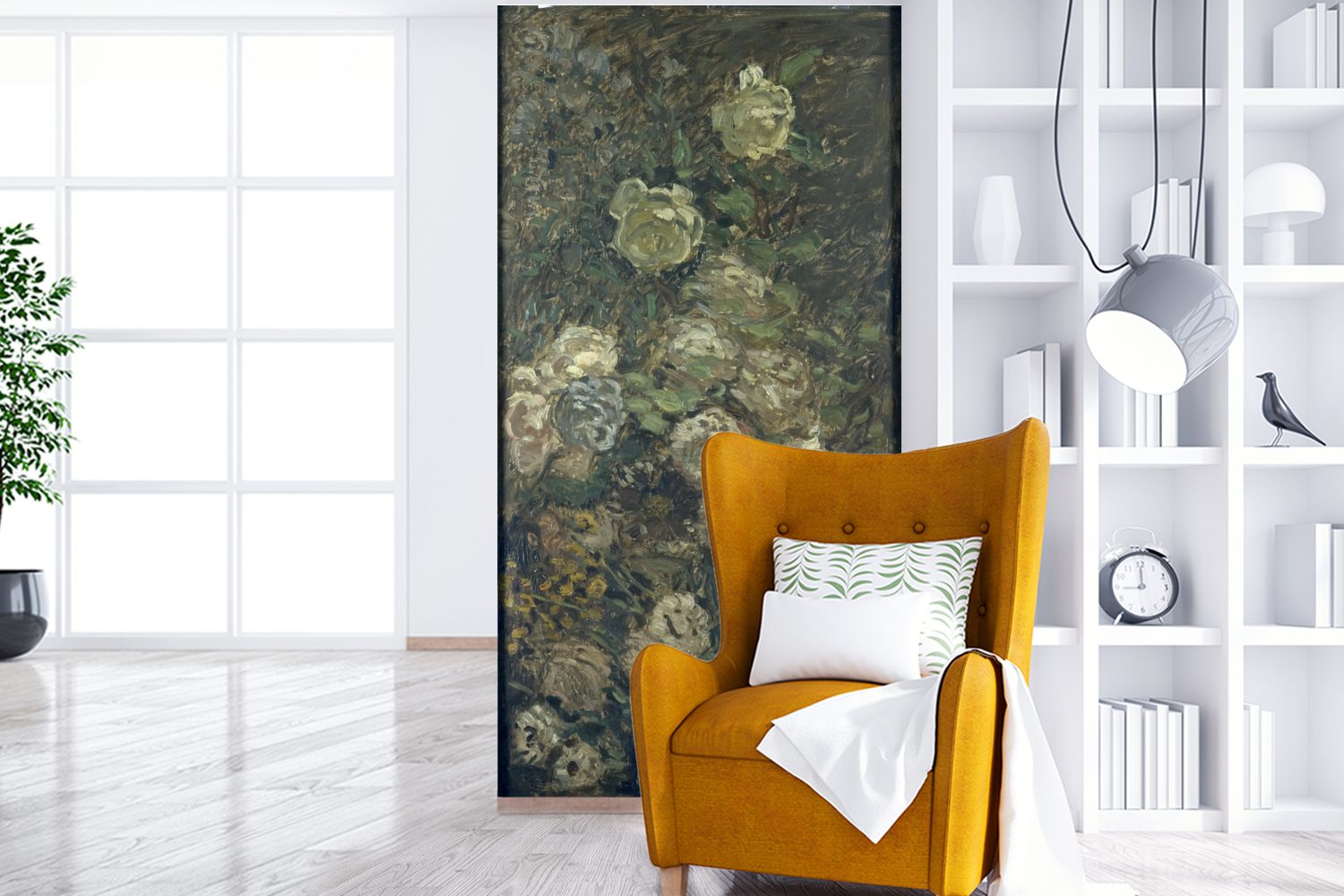 Fototapete von St), (2 Monet, bedruckt, Küche, MuchoWow für Fototapete - Vliestapete Wohnzimmer Gemälde Claude Matt, Blühende Rosen Schlafzimmer