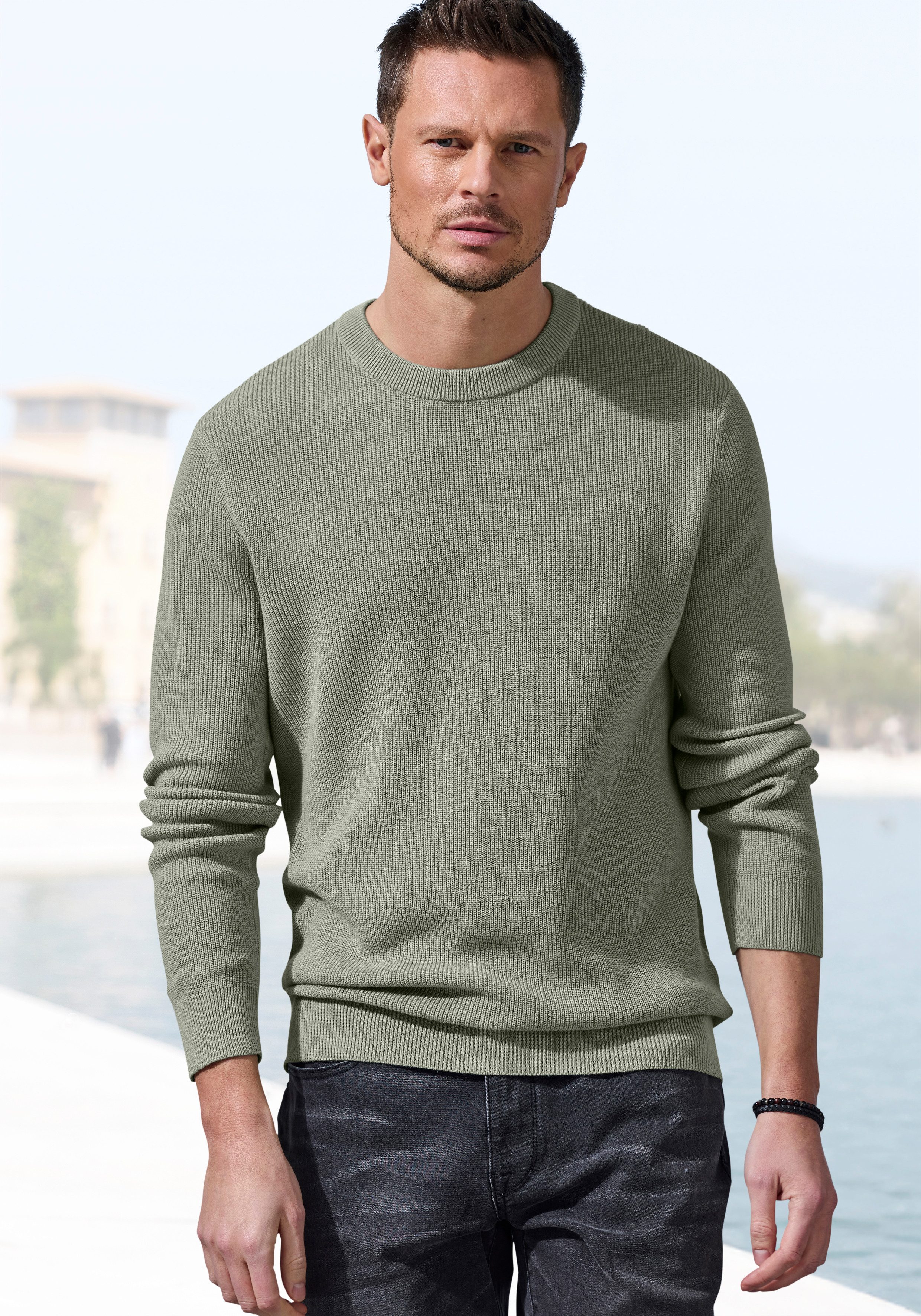 John Devin Strickpullover bis Größe 5XL Pullover in modischen Farben aus Baumwollmischung