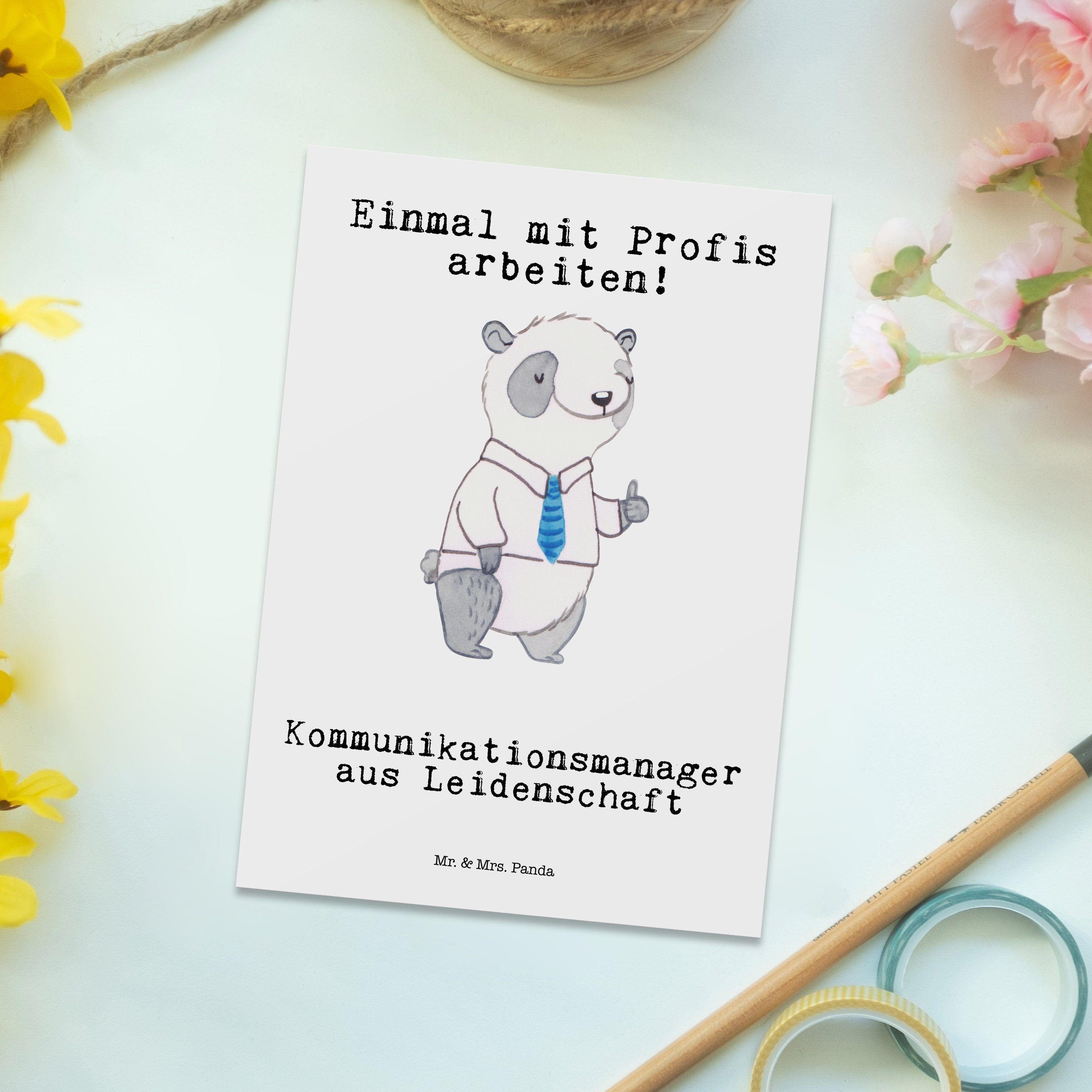 Mr. & - Postkarte Weiß Mrs. Geschenk, Einladungsk Panda - aus Kommunikationsmanager Leidenschaft