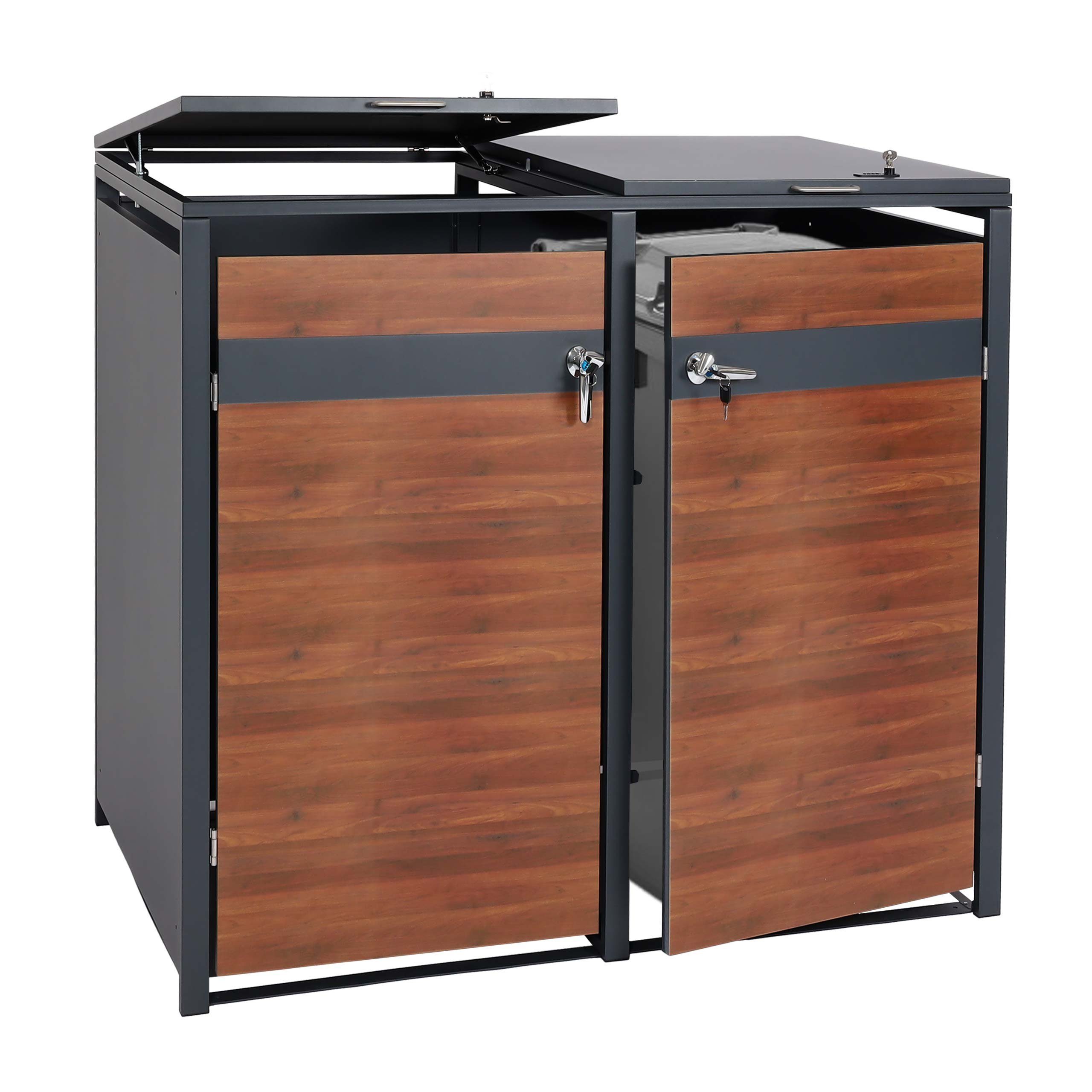 MCW Mülltonnenbox MCW-J82-2 (2 St), Für 2 Mülltonnen mit 80 bis 240L Fassungsvermögen, abschließbar