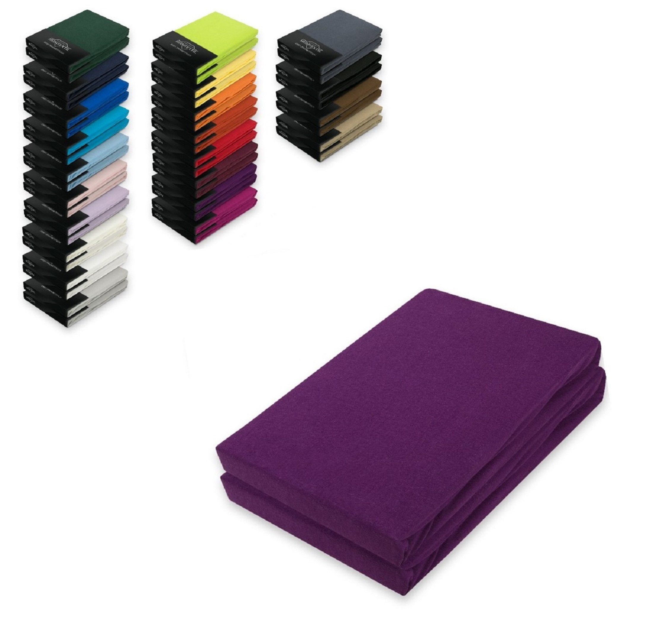 EXKLUSIV HEIMTEXTIL Spannbettlaken Doppelpack Jersey Spannbettlaken, Jersey, Gummizug: rundum