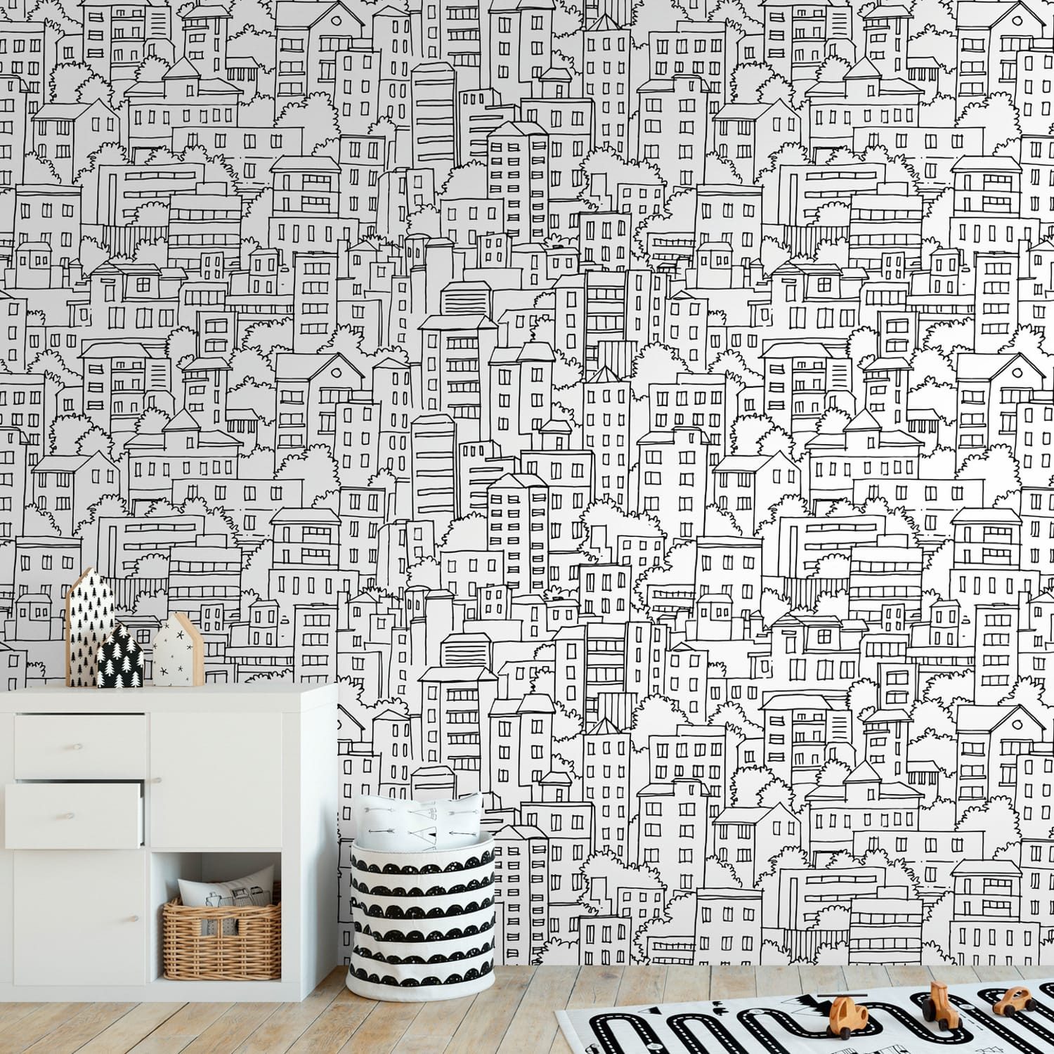 Profhome Vliestapete 398601-GU Fototapete Kindertapete matt schwarz weiß 1,59 m x 2,8 m, glatt, matt, (1 Rolle, 4.45 qm), heißgeprägte Vliestapete in schwarz