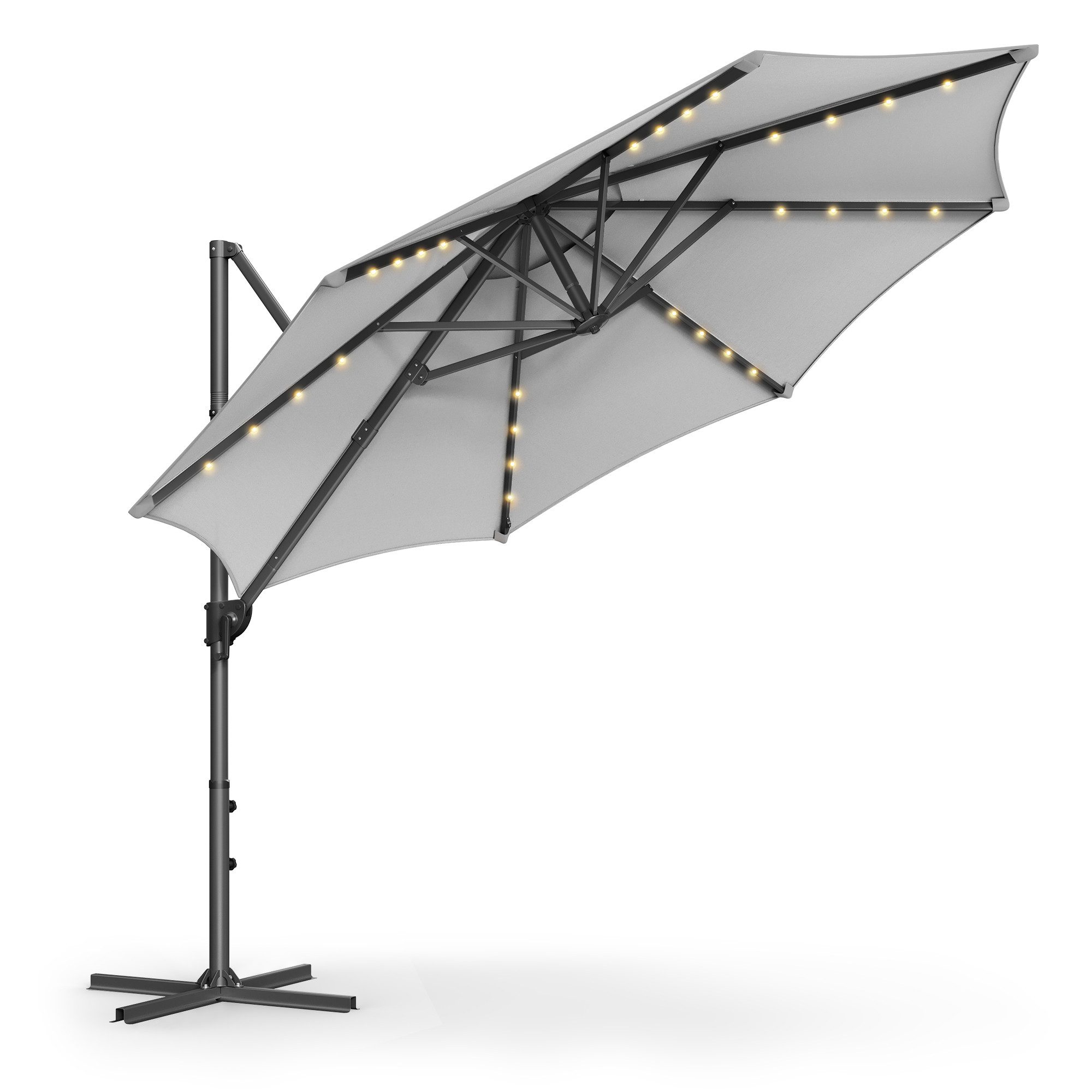 SONGMICS Sonnenschirm, Ampelschirm, ∅300cm, 28 Solar-LED-Leuchten, günstig online kaufen