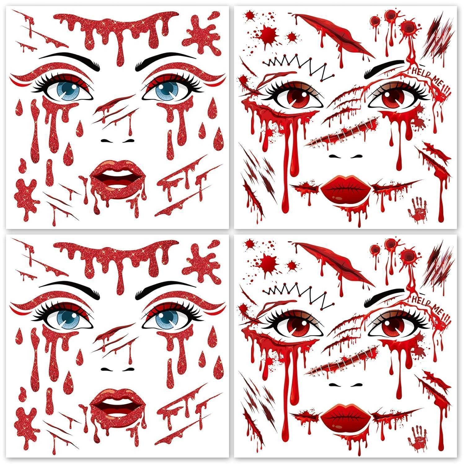 LuxusKollektion Kindertattoo Tattoo temporäre 4 Bogen Halloween Gesicht Wunde Karneval Narben