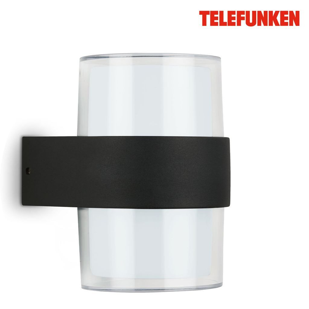 Telefunken Außen-Wandleuchte 320405TF, LED fest integriert, 2700K - Extra-Warmweiß, Wand Außenleuchte IP44 4000K 800lm 8W schwarz