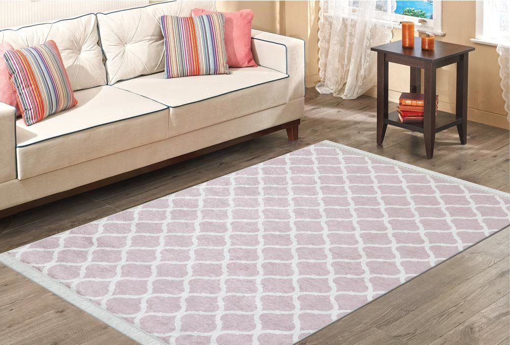 Dinarsu Teppich Rosa Pink Kariert Teppichläufer Flache Oberfläche Läufer Wa günstig online kaufen