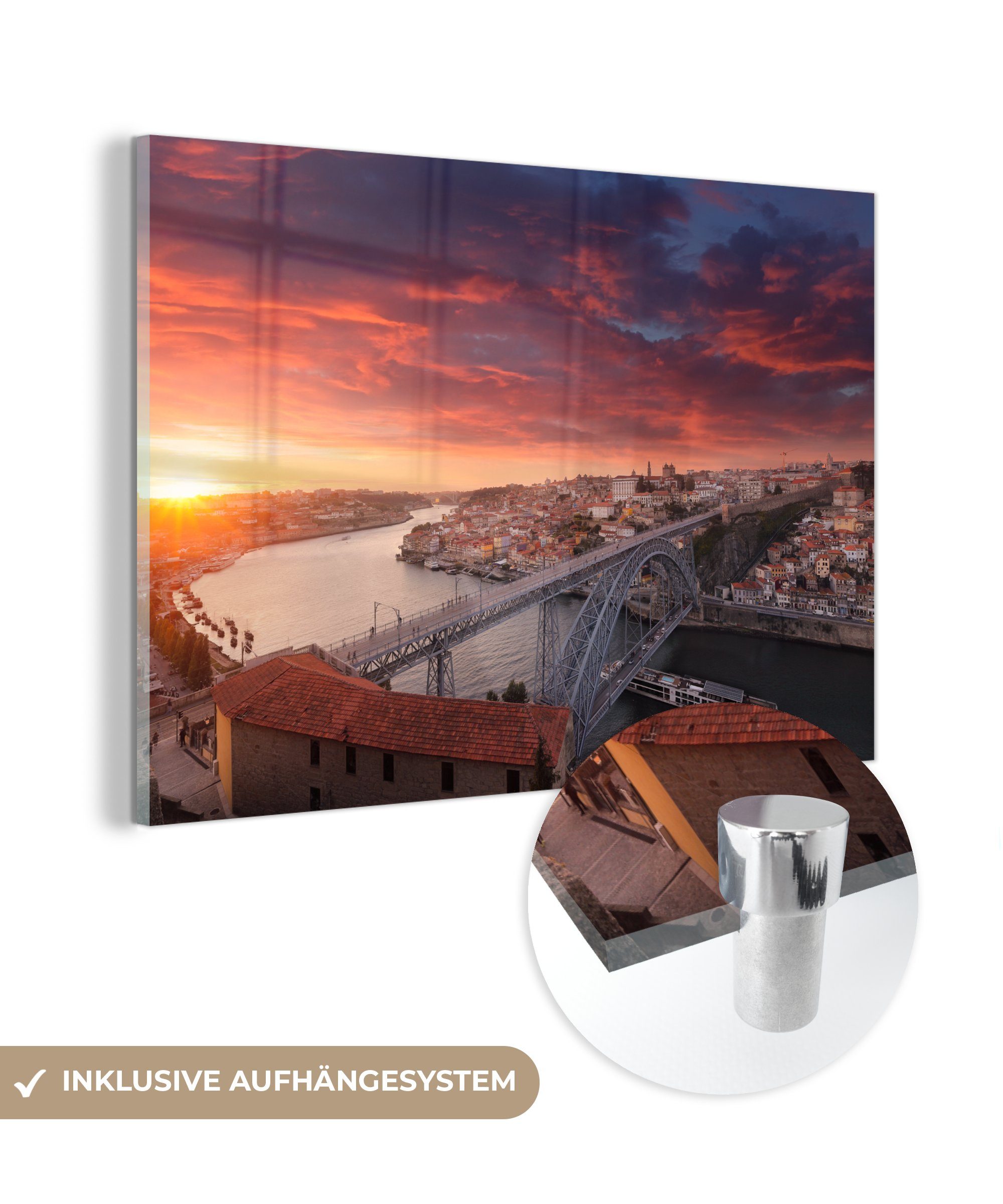 MuchoWow Acrylglasbild Orange - Wasser - Portugal, (1 St), Acrylglasbilder Wohnzimmer & Schlafzimmer