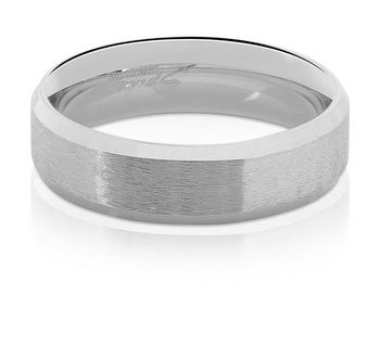 BUNGSA Fingerring Ring mit schrägem Rand Silber aus Edelstahl Unisex (Ring, 1-tlg), Damen Herren