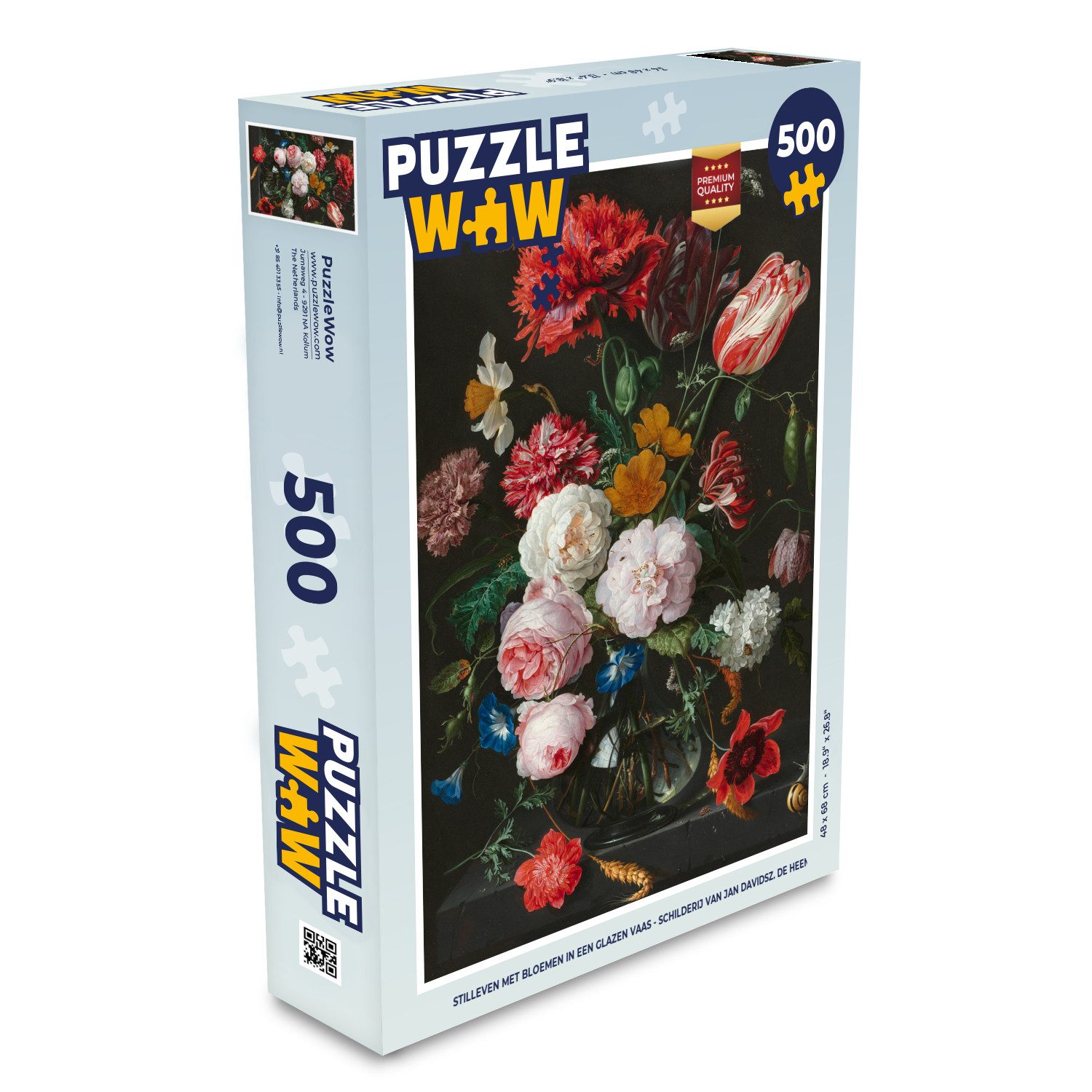 MuchoWow Puzzle Stilleben mit Blumen in einer Glasvase - Kunstdrucke von Jan Davidsz., 500 Puzzleteile, Foto-Puzzle, Bilderrätsel, Puzzlespiele, Spielzeug
