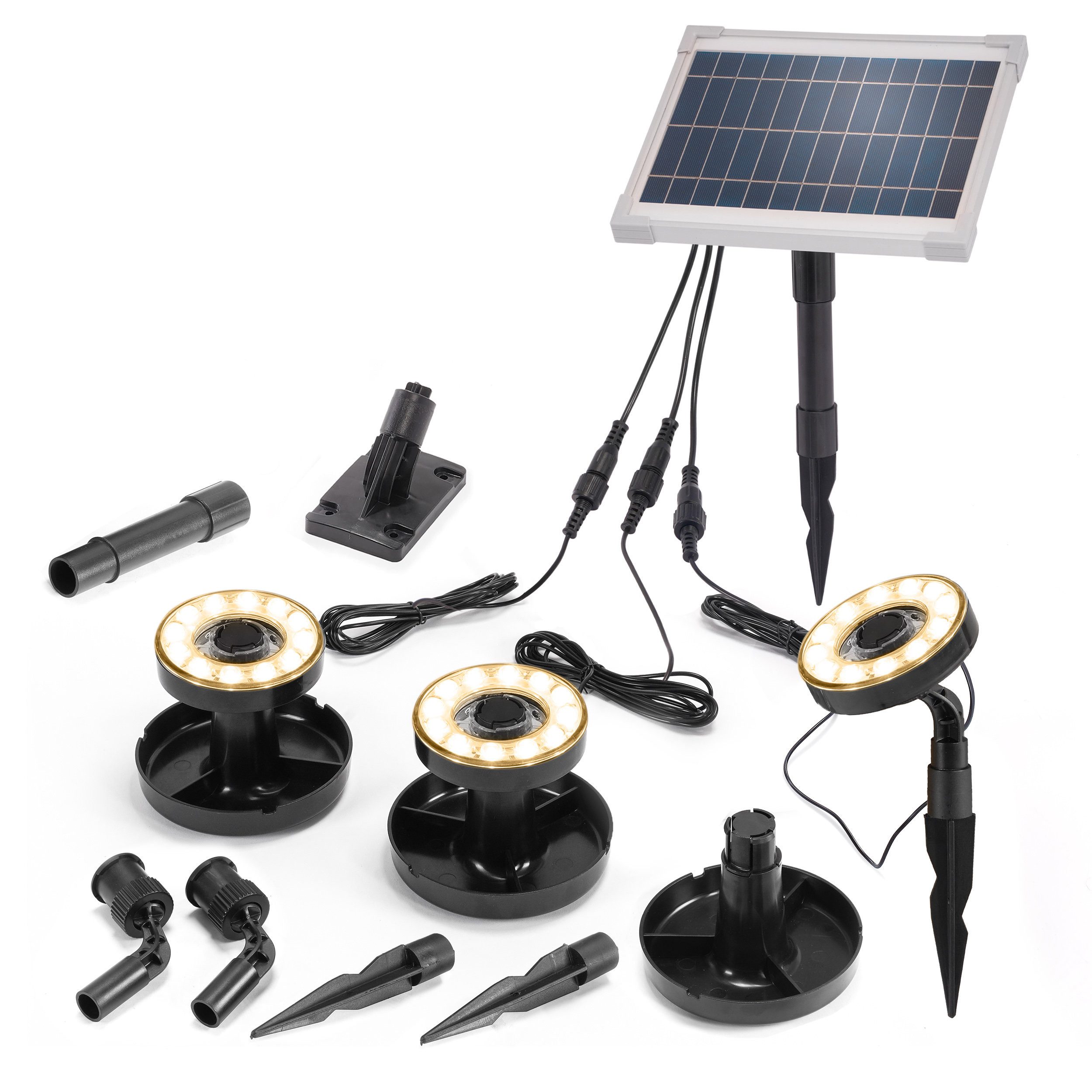 esotec LED Teichleuchte Solarstrahler Multispot Professional mit 3 Spots warmweiß