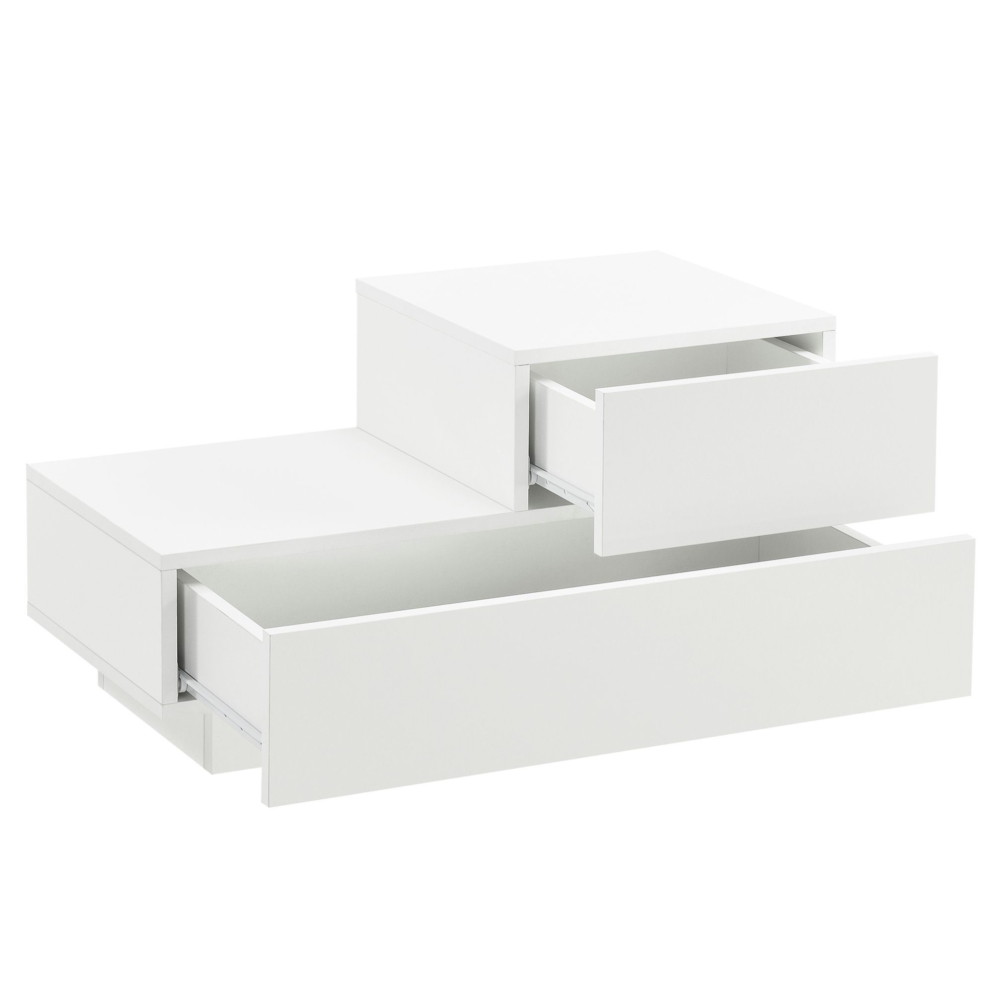 en.casa Nachttisch, »Sebokeng« Beistelltisch 2 Schubladen Rechts weiß hochglanz