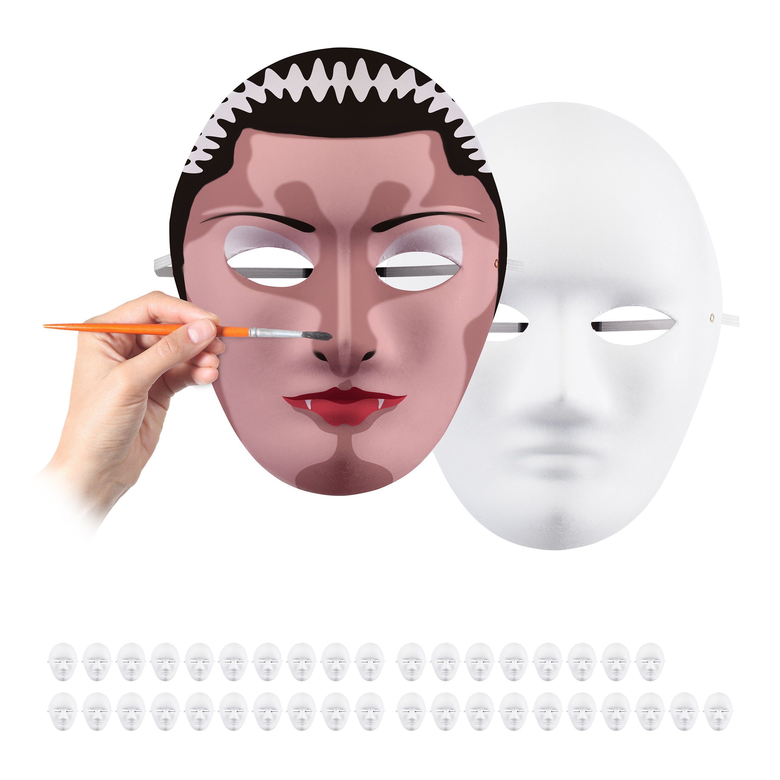 Kostüm 40 x Maske weiß