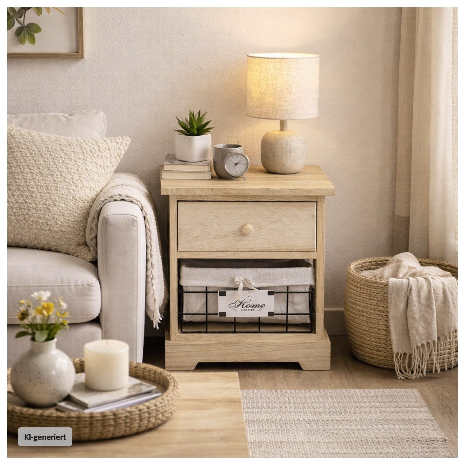 HTI-Living Kommode Kommode Melia mit Schublade und Korb Artisaneiche (Stück, 1 St., 1 Kommode)