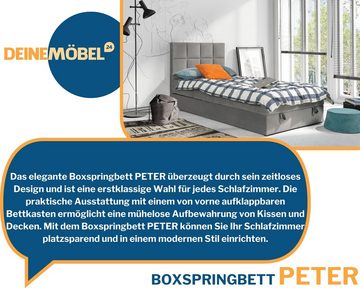 Deine Möbel 24 Boxspringbett Polsterbett Komplettbett Jugendbett PETER (Hotelbett Bett für Jugendliche inkl. Kaltschaum-Topper 4 cm, 100x200 120x200), inkl. Bonnell-Federkernmatratzen Matratzen H3