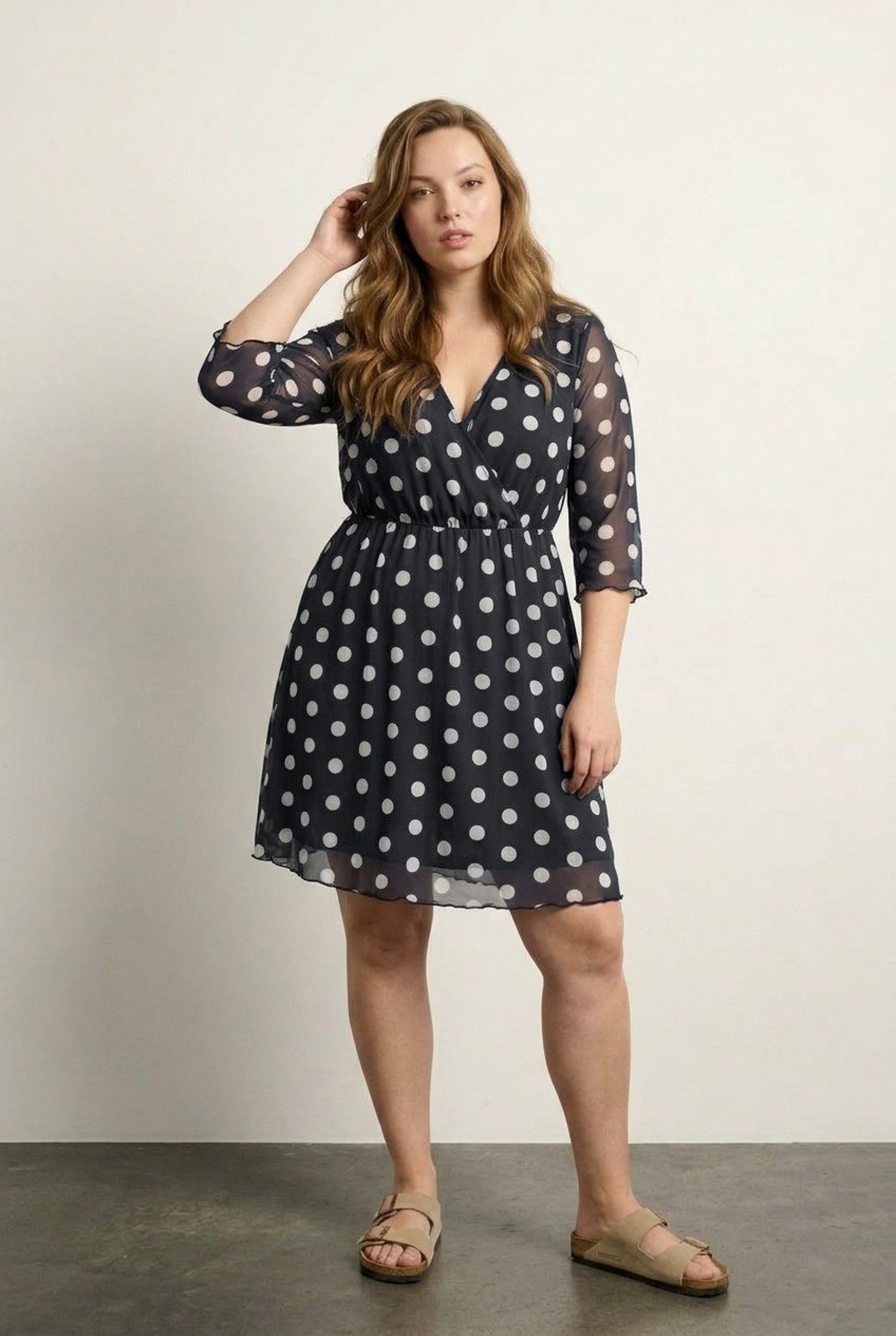 Stil Diva Midikleid Plus Size V-Ausschnitt Midi Kleid
