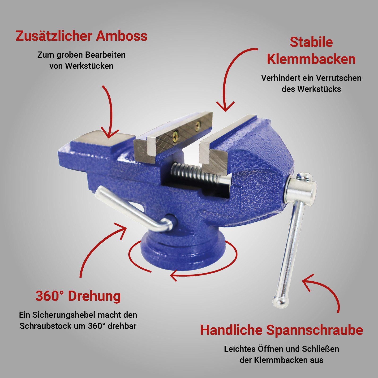 Bituxx Schraubstock Tischschraubstock 80mm, MS-19694 – Bild 3 von 5