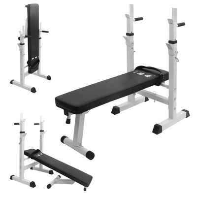 ISE Hantelbank ISE Fitness Hantelbank Drückerbank Trainingsbank mit 5 Stufen Verstellbarer Ablage( 91-110cm) und Dip-Griffen Fitnessgerät klappbar schwarz SY-544