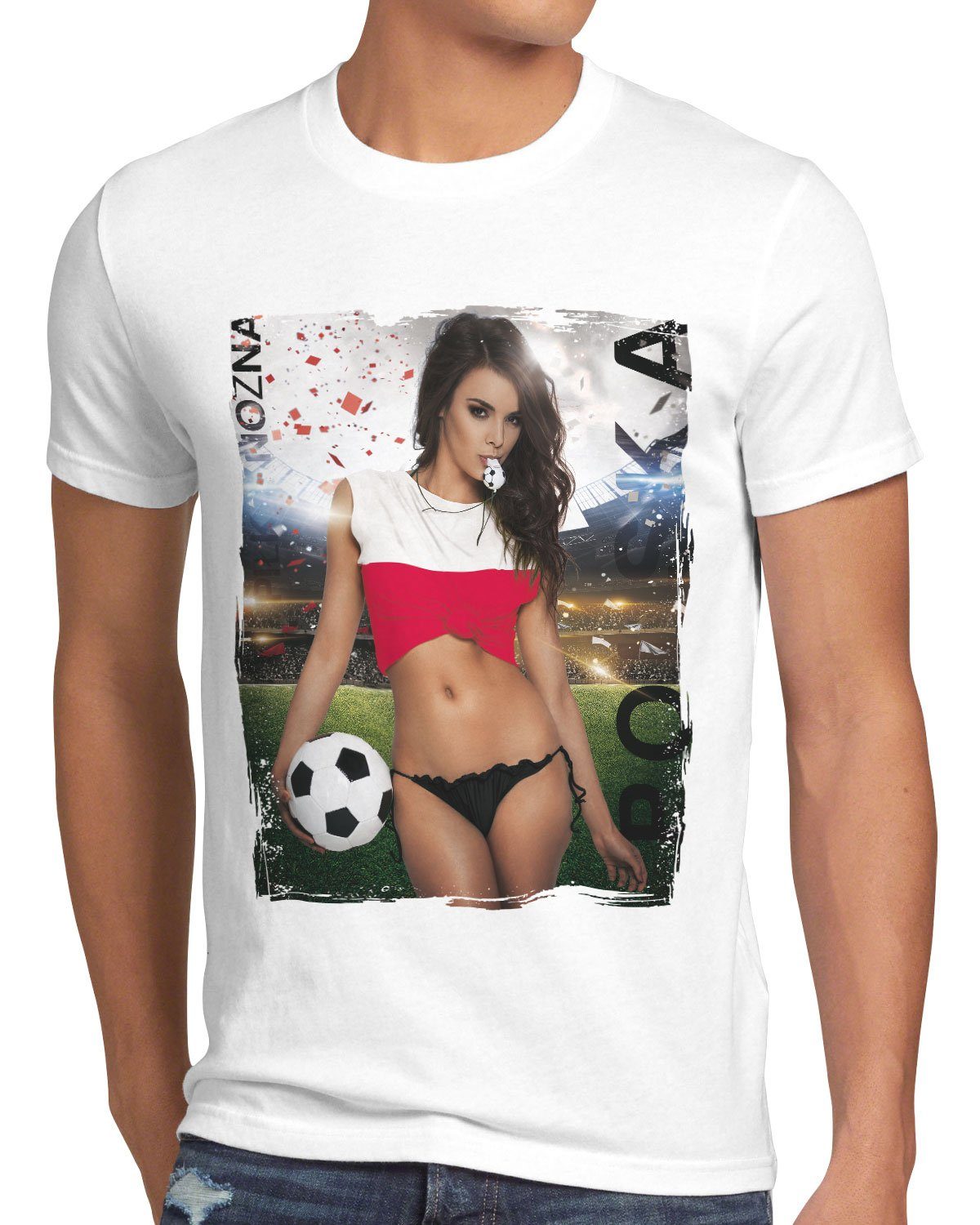 Girl Herren T-Shirt Weiss EM Deutschland 2022 Print-Shirt Trikot Fußball style3 Soccer Germany