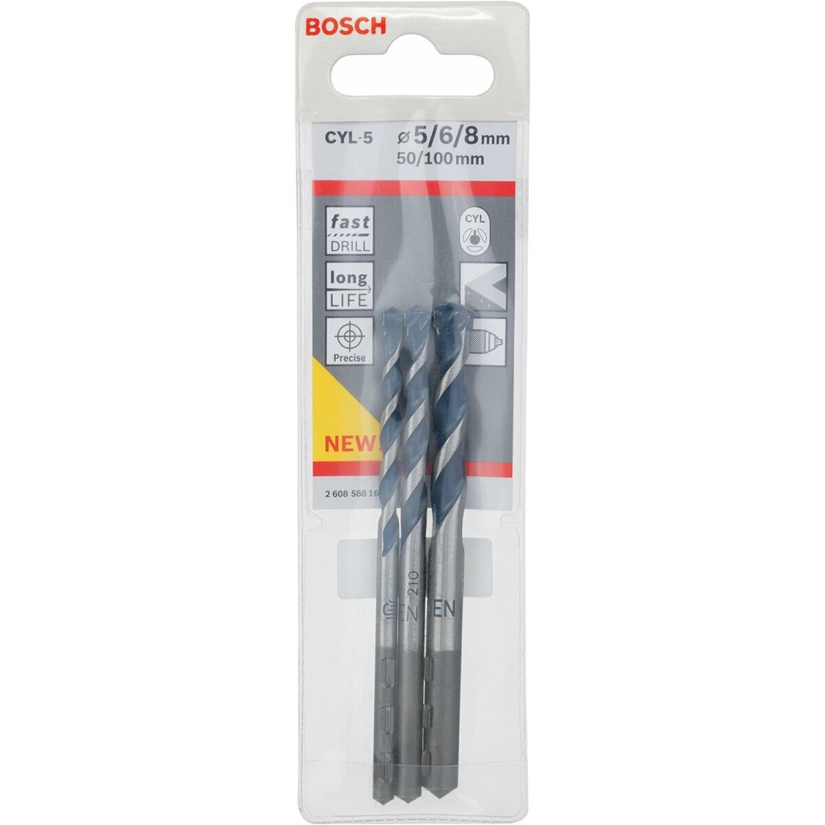 Bosch Professional Betonbohrer Bosch 3 tlg. CYL-5 Betonbohrer Set (für Beton, Ø 5-8 mm Robust Line