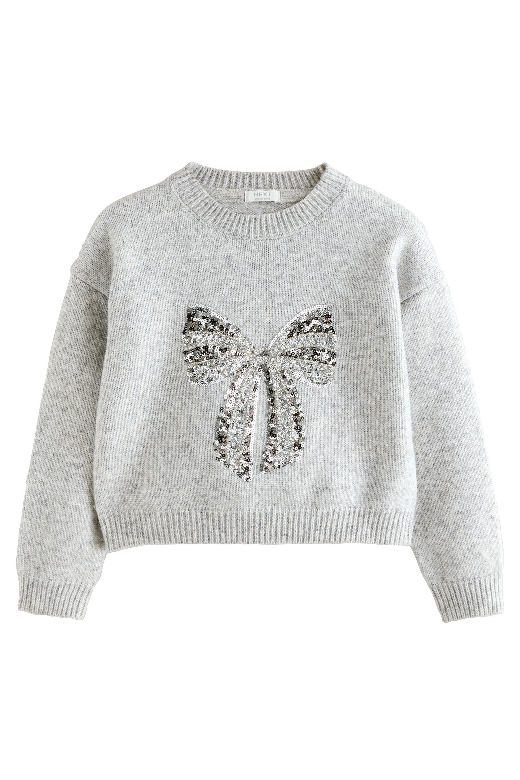 Next Strickpullover Pullover mit Paillettenschleife (1-tlg)
