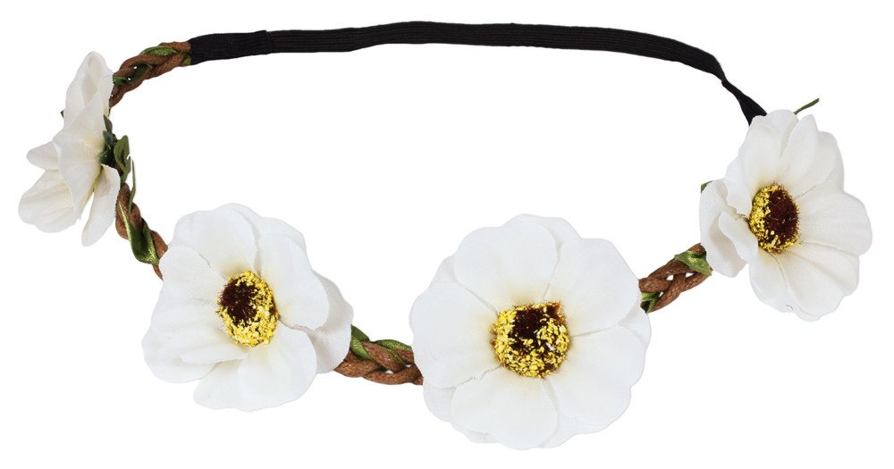 Wolkenweis Trachtenhut Blumen Haarband mit Anemonen - Creme Weiß