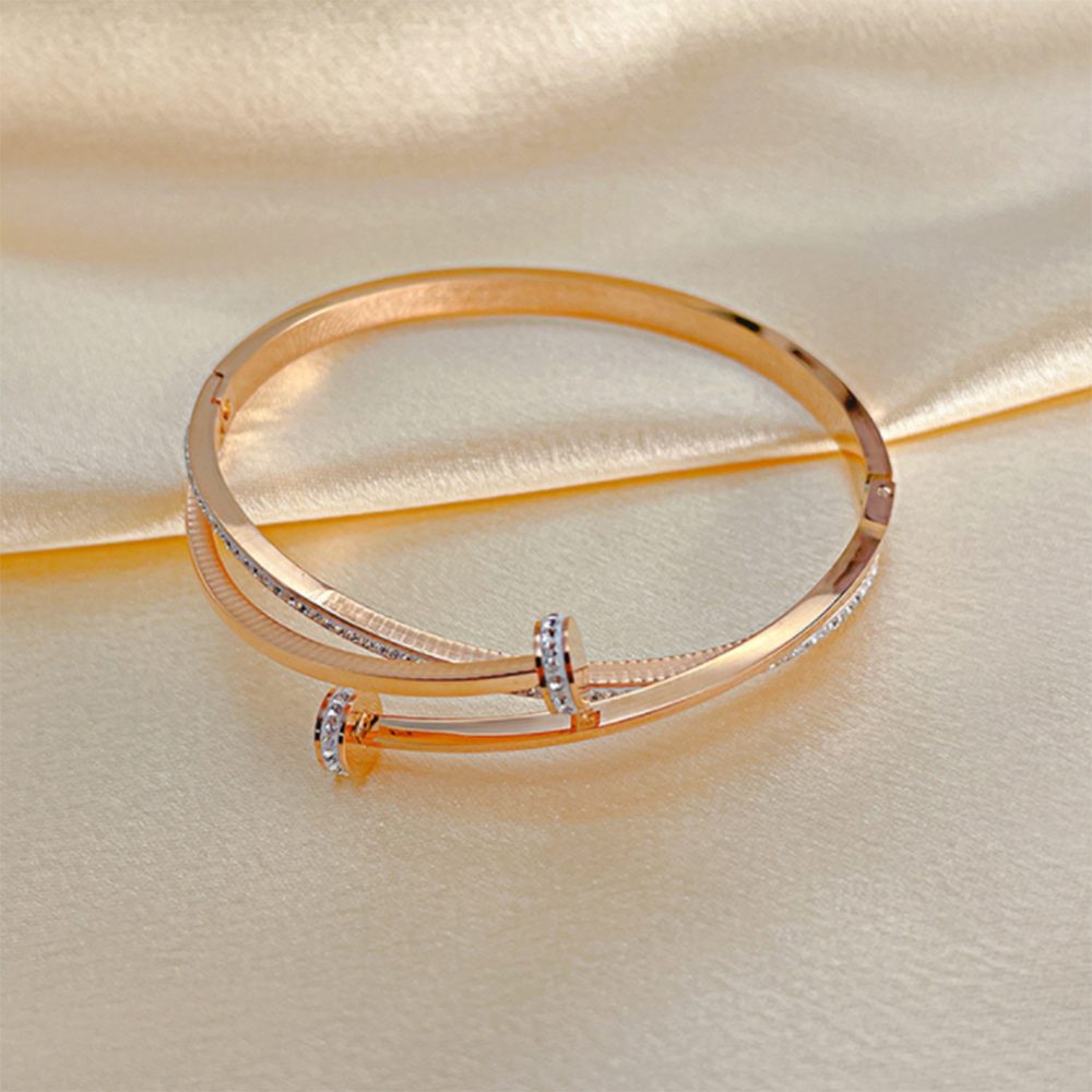 Haiaveng Armkette Diamanten Titan-Armband für Spike-Armband, Non-tarnish Armkette Gold rosagold Bangle, Frauen, bracelet Plated