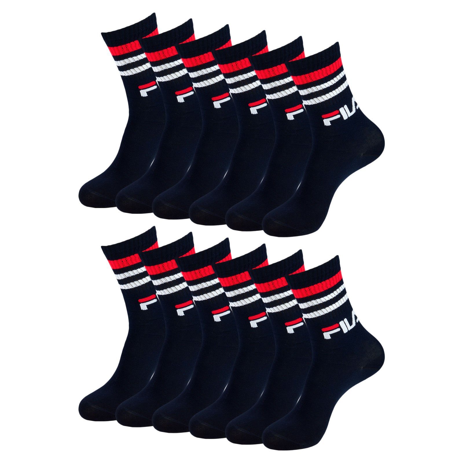 Fila Langsocken Crow Socks Calze (6-Paar) im sportlichen Retrolook mit Rippbündchen 321 navy