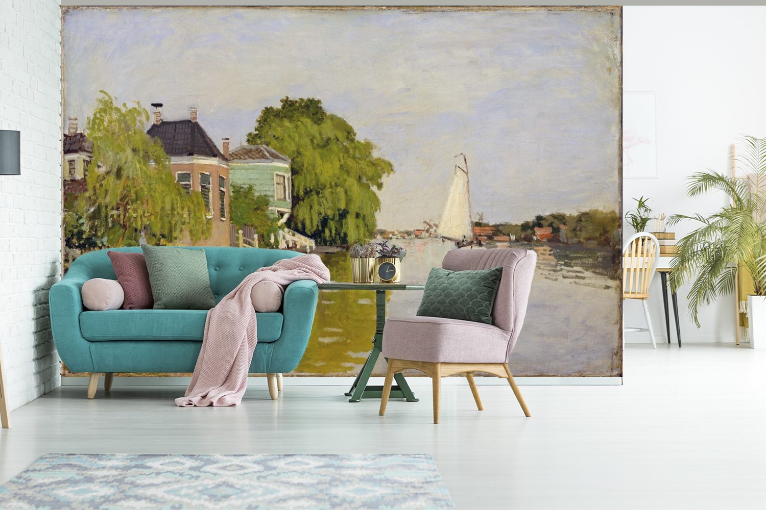 MuchoWow Fototapete Häuser (6 Gemälde - Vinyl Claude für Schlafzimmer, der bedruckt, Wallpaper an Tapete Wohnzimmer, Monet, Matt, Achterzaan Kinderzimmer, von St)