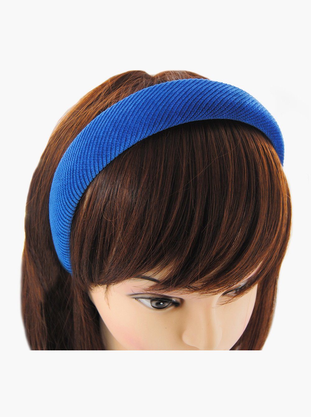 Stoff Breiter gepolstertes Blau Cord, Haarband mit Haarreif Vintage axy Haarreif Haareifen Damen