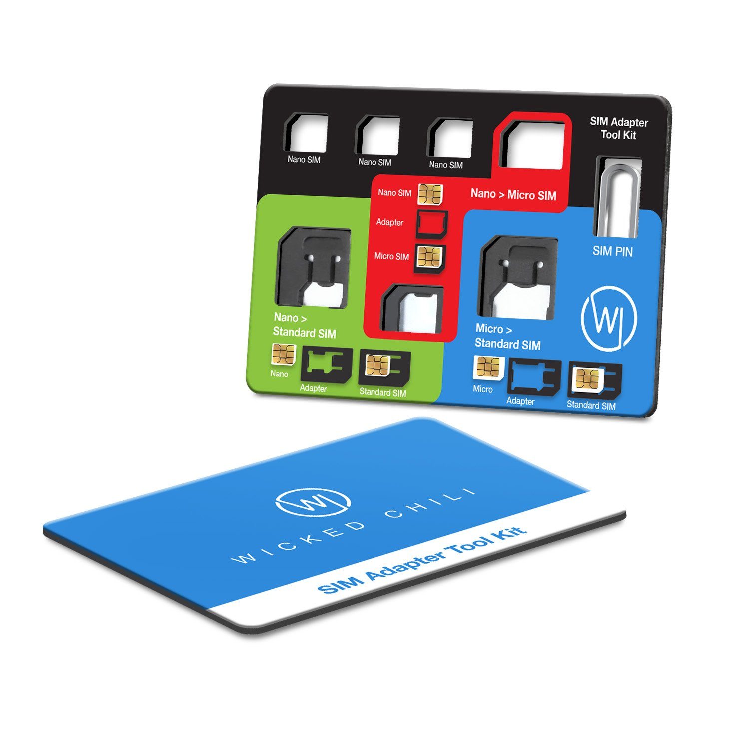 Wicked Chili 8in1 Multi Sim Card Tool Gelbeutel Karten Halter Smartphone-Adapter N/A zu Nano, Micro, Standard