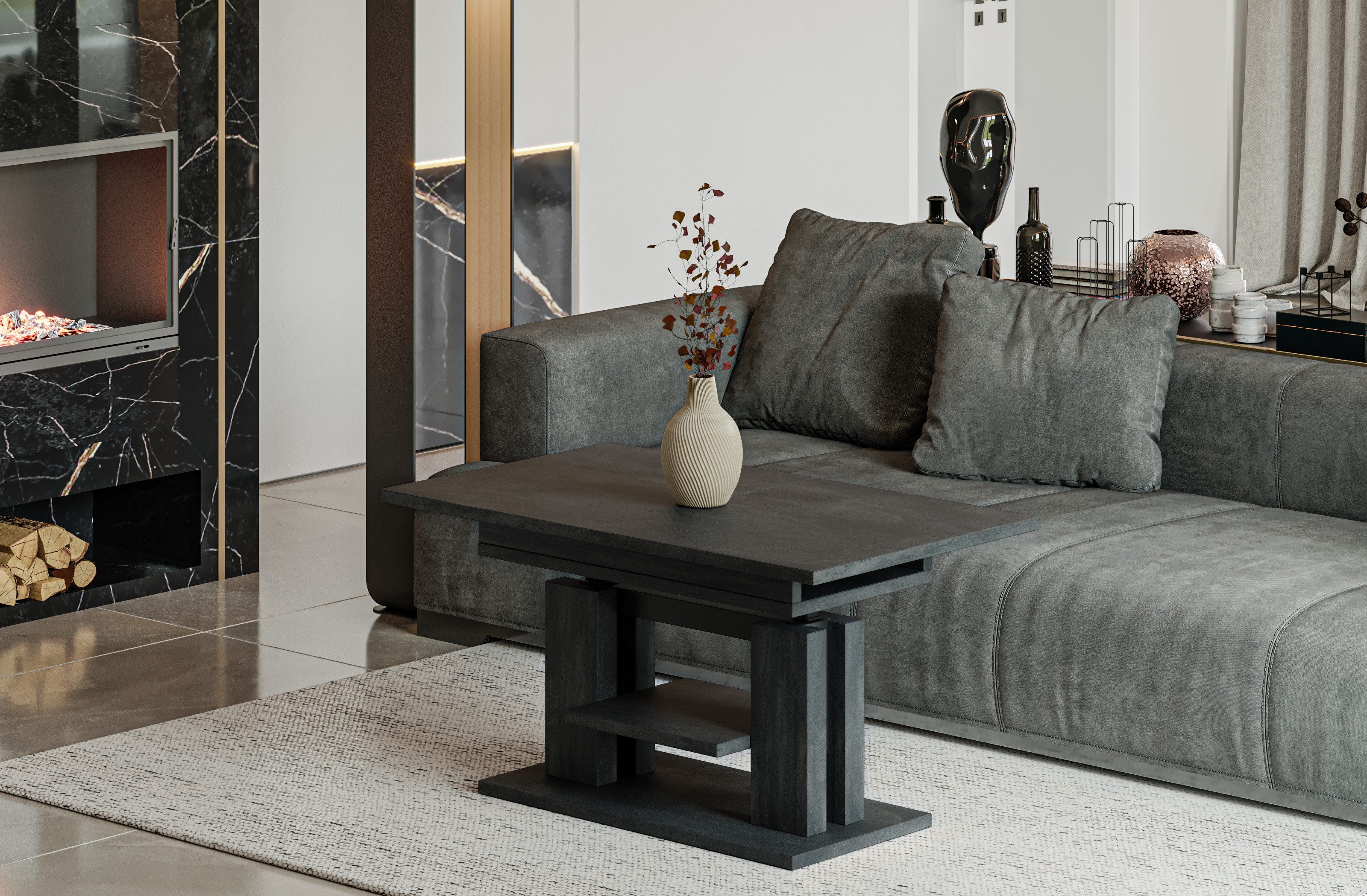 Endo-Moebel Couchtisch Endo Couchtisch Iso 110 / 170 höhenverstellbar erwei günstig online kaufen