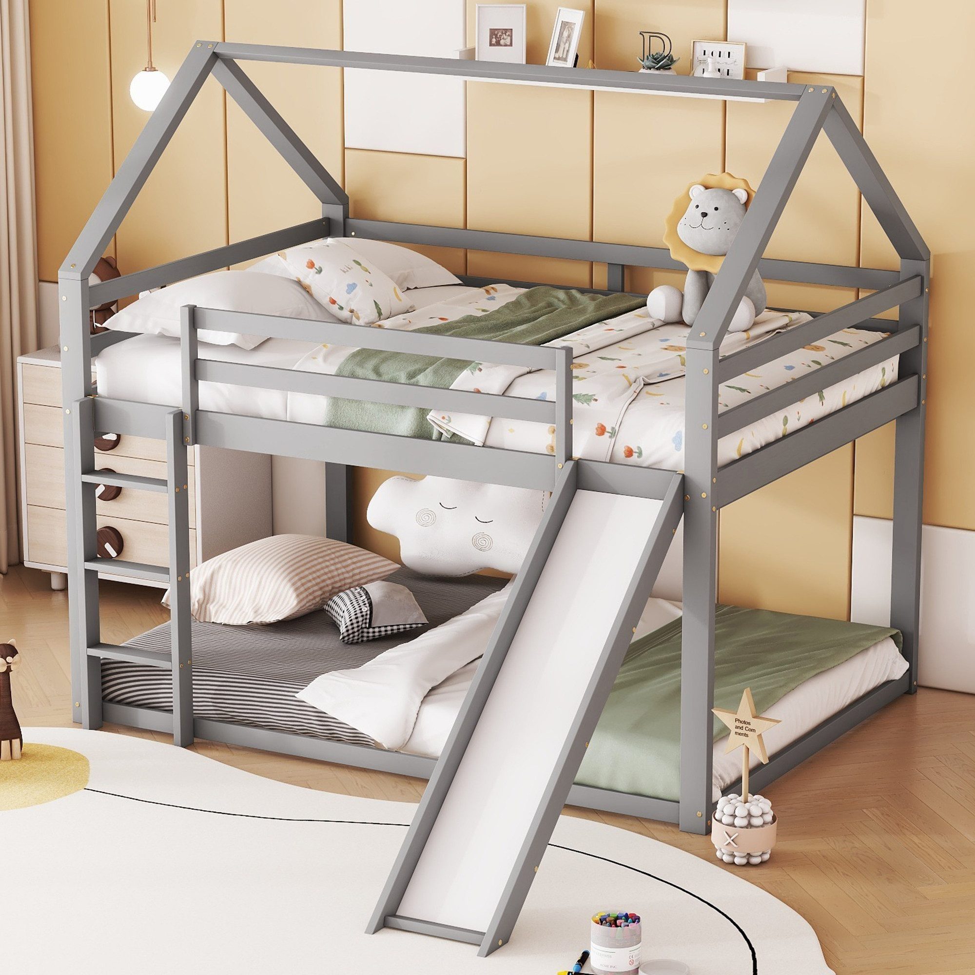 Ulife Etagenbett Doppelbett Kinderbett, Hausform mit günstig online kaufen