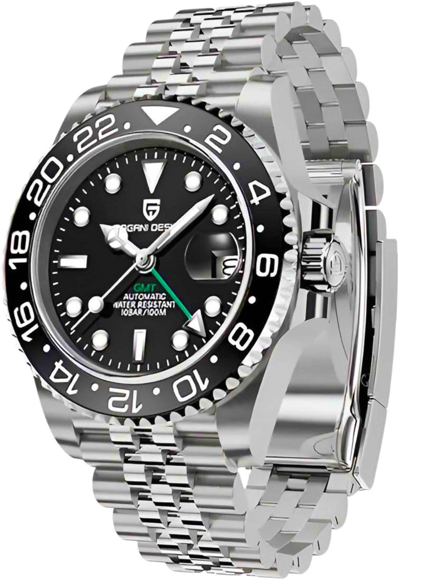 Pagani Design Automatikuhr Herren Uhr Edelstahl Armbanduhr Herrenuhr GTM Drehbare Lünette, (inkl. Geschenkbox, mit Armbandkürzer), 40 mm Männer Uhr Saphirglas 100M Wasserdicht Mechanisch Datum Lupe