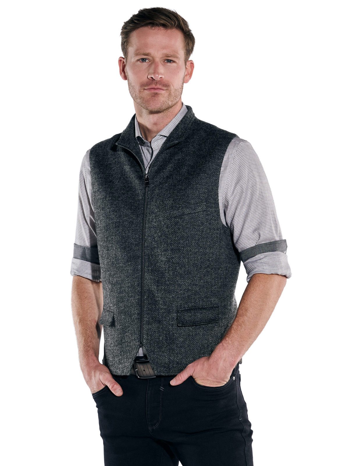 Engbers Anzugweste engbers Herren Sakkoweste mit Zipper, Anthrazit