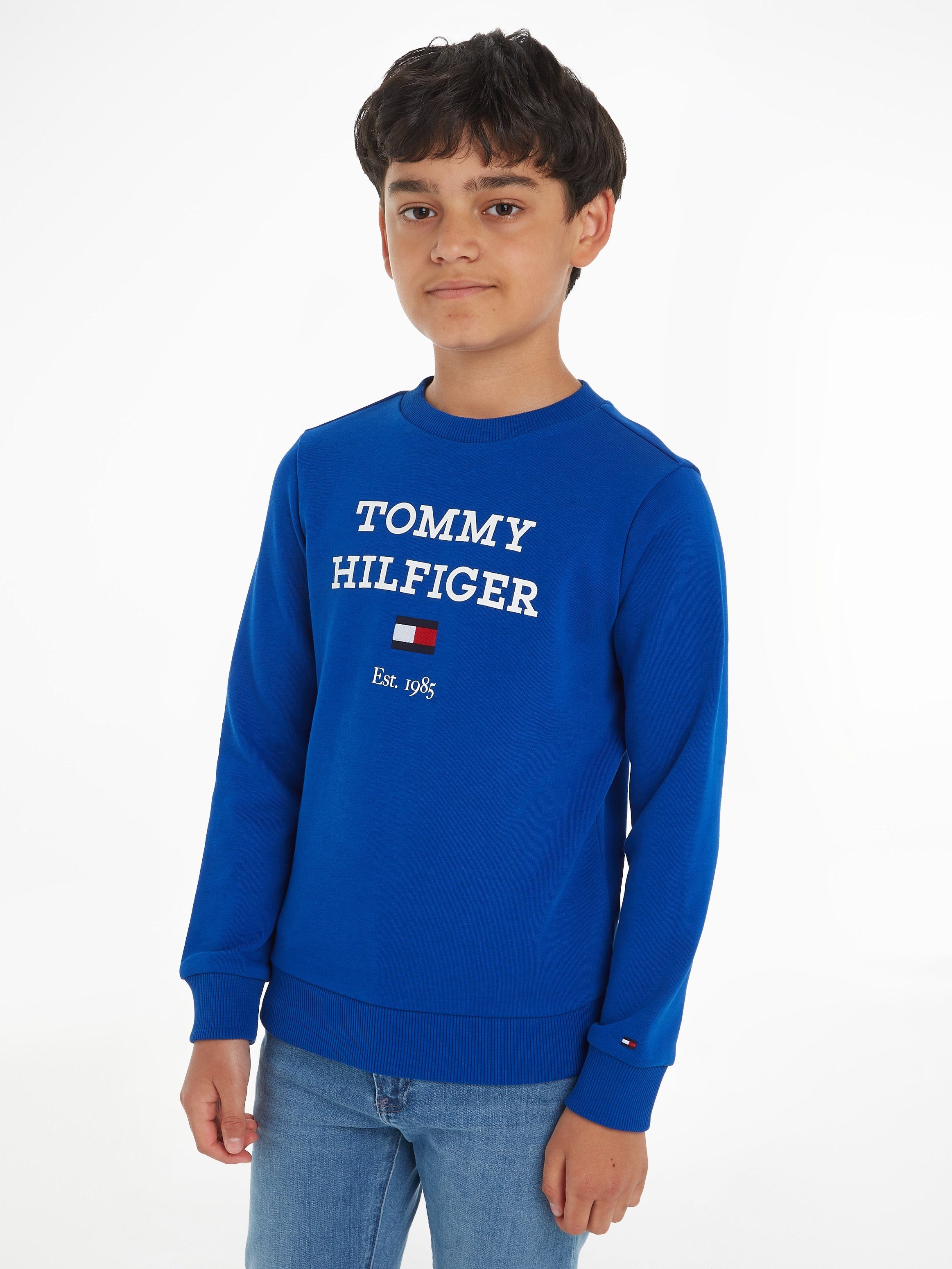 Tommy Hilfiger ultra großem Sweatshirt SWEATSHIRT Logo blue mit TH LOGO