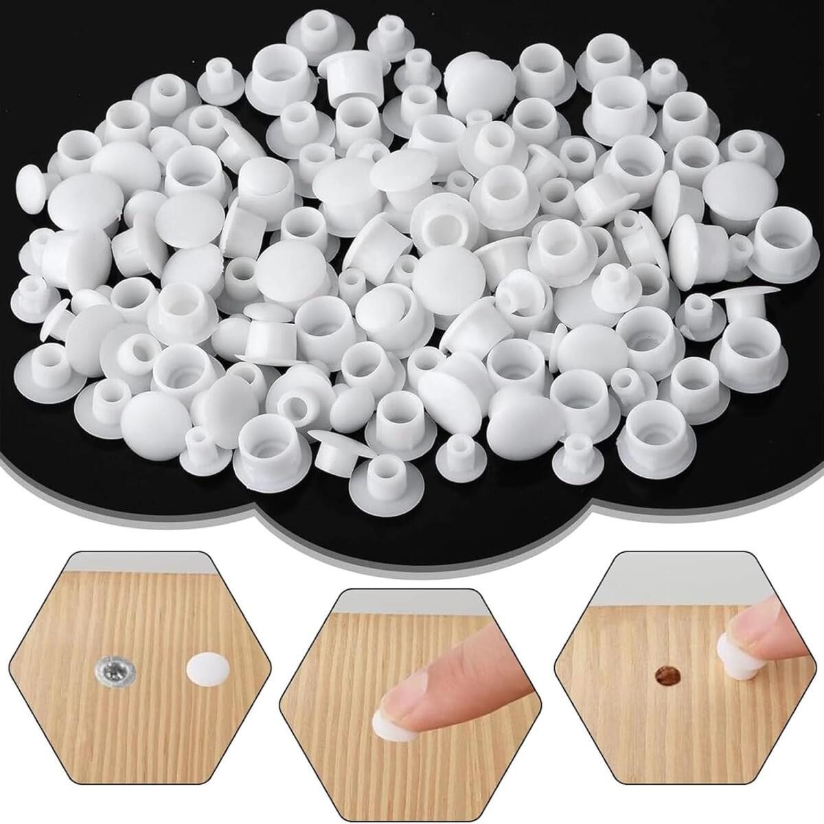 FELIXLEO Abdeckkappe Abdeckkappen für Bohrlöcher Weiß Lochstopfen 5mm 6mm, (240-St) – Bild 4 von 5